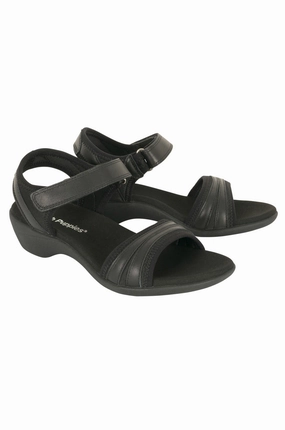 Velcro fastening Leather Sandal | BLACK | AMAZING AB Modern Steps Cushioned Footbed