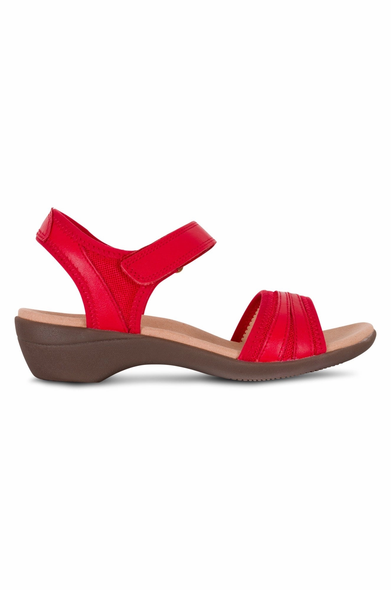 Velcro fastening Leather Sandal | Red Maple | AMAZING AB Relax Comfort Fit