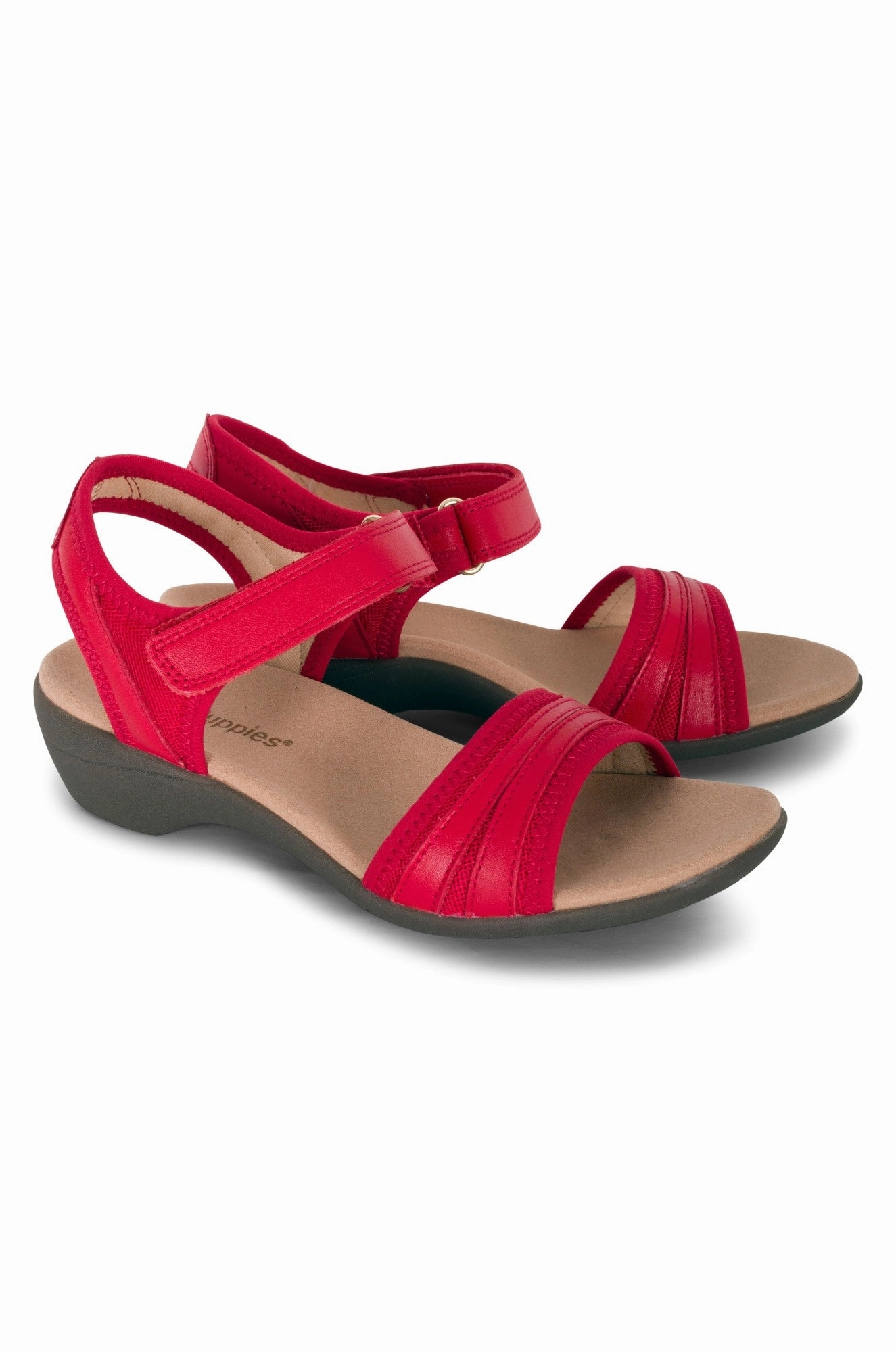 Velcro fastening Leather Sandal | Red Maple | AMAZING AB Active Footwear Mono Tone