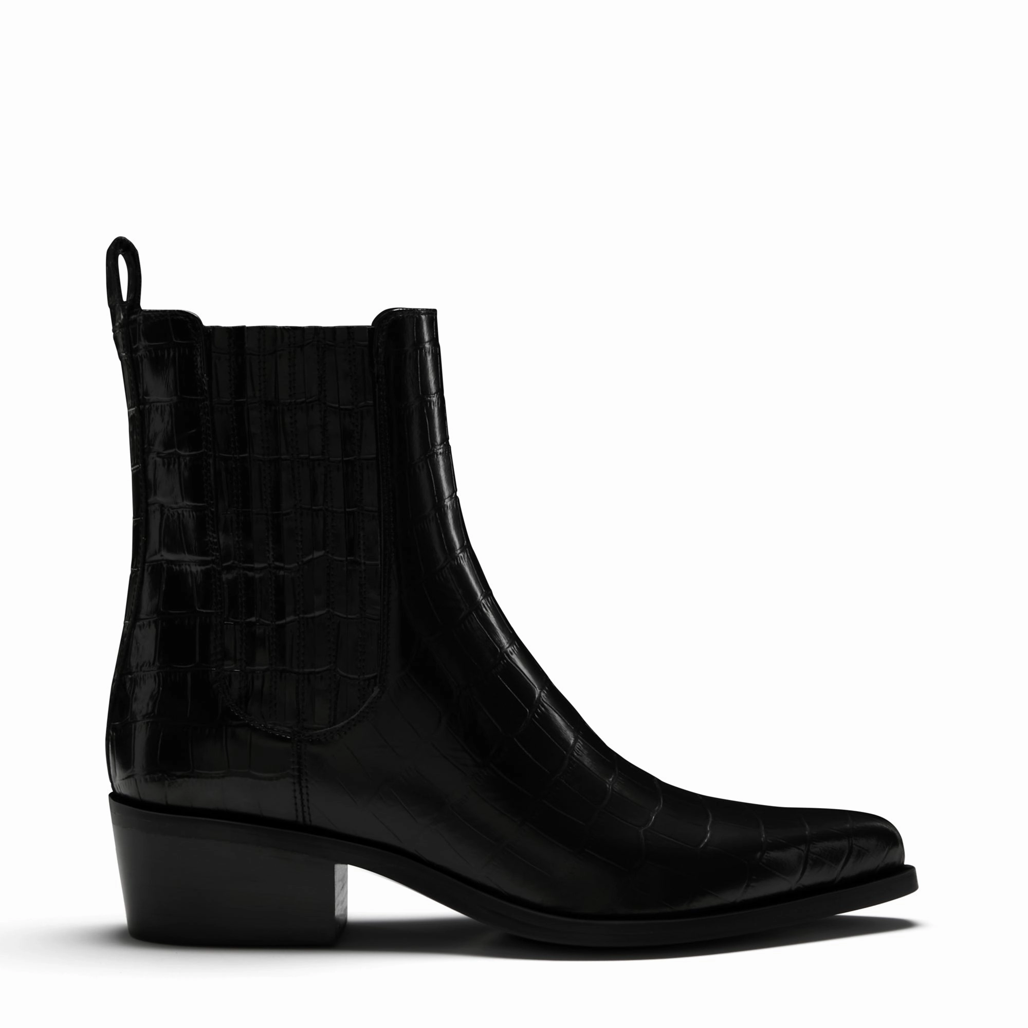 Wild Soul Vend?me Amandine croco black calfskin leather boots