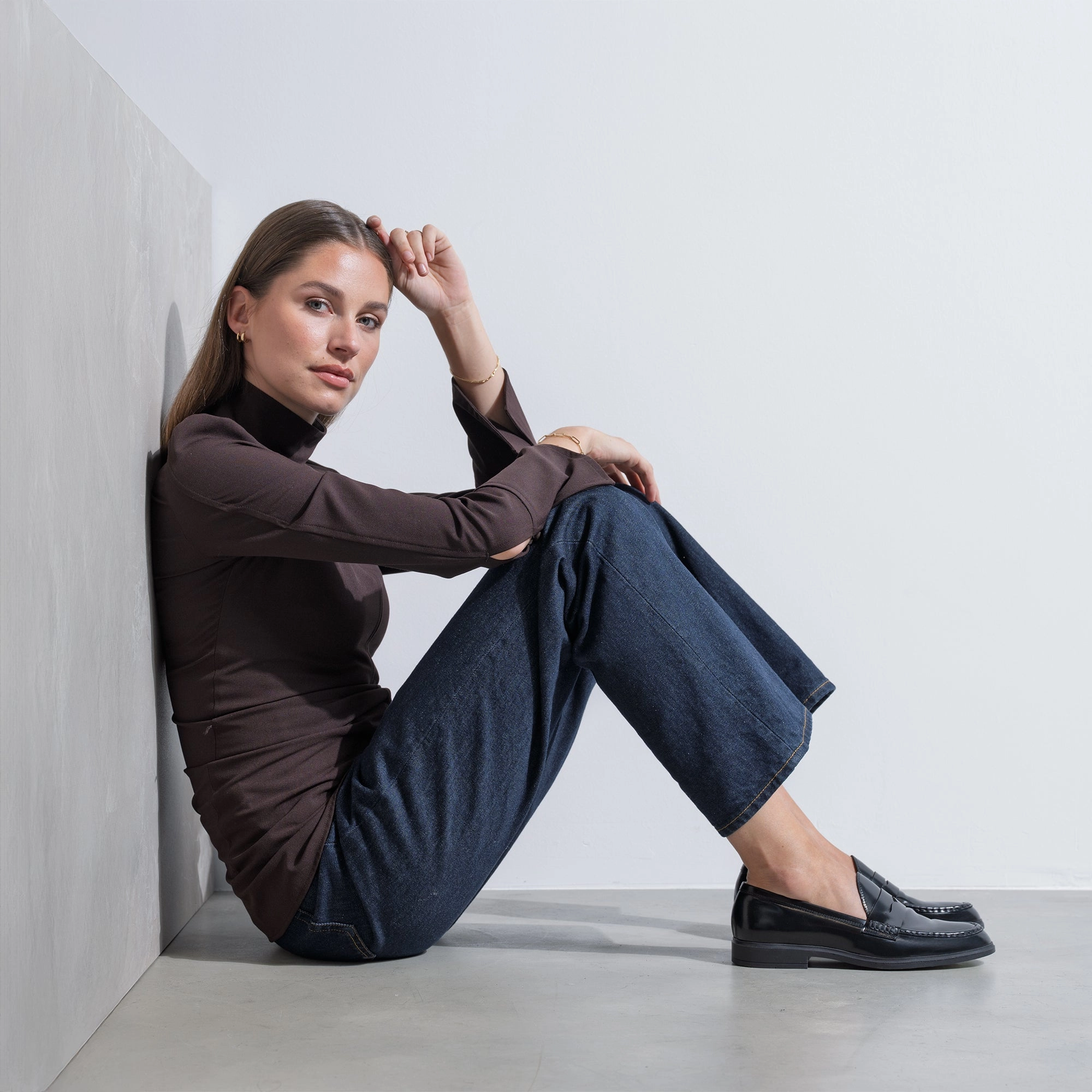 Vend?me Blandine black spazzolato leather loafers Refined Style