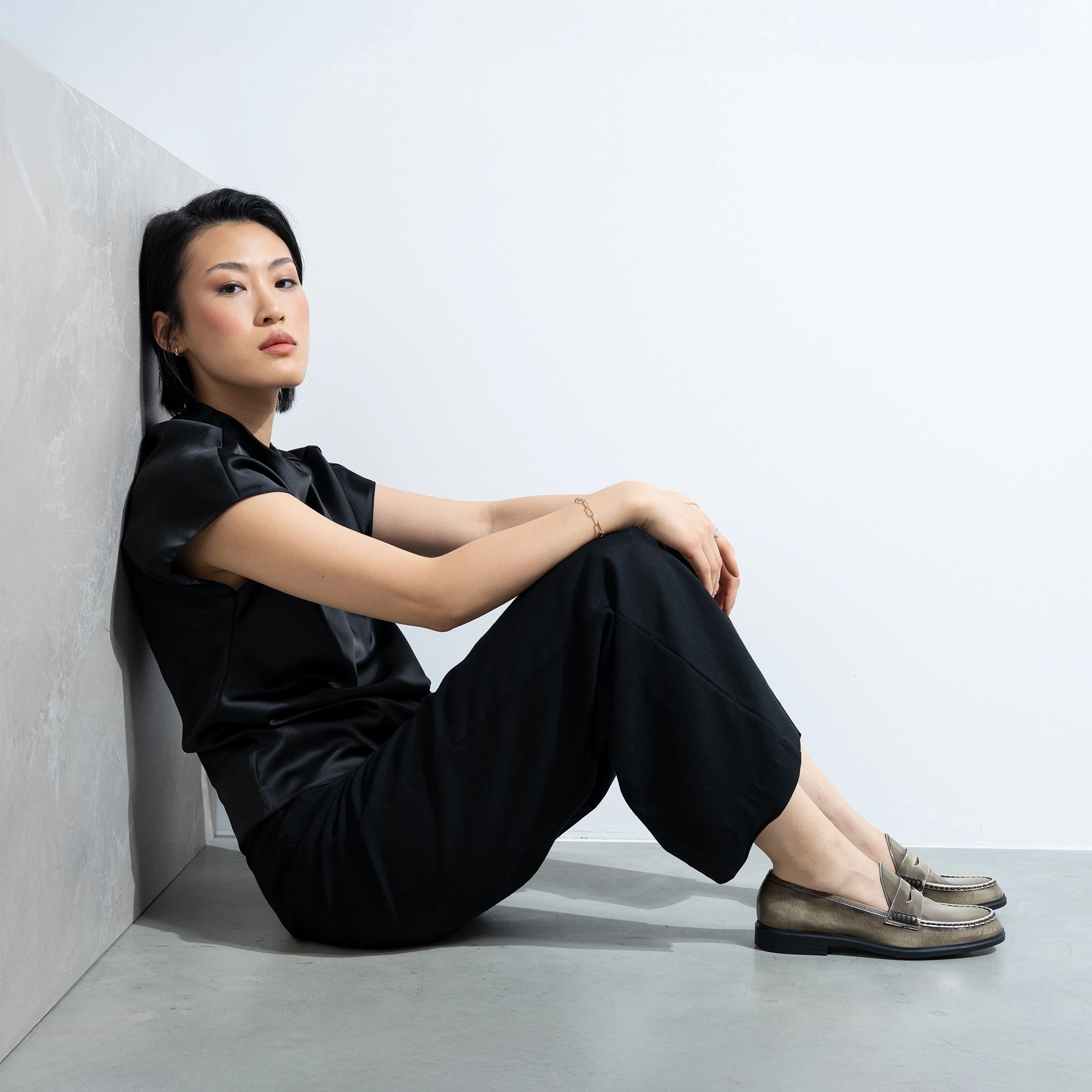 Vend?me Blandine cream spazzolato leather loafers Stand Easy