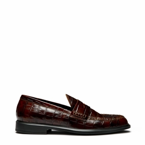 Vend?me Blandine croco brown calfskin leather loafers Daily Tasks