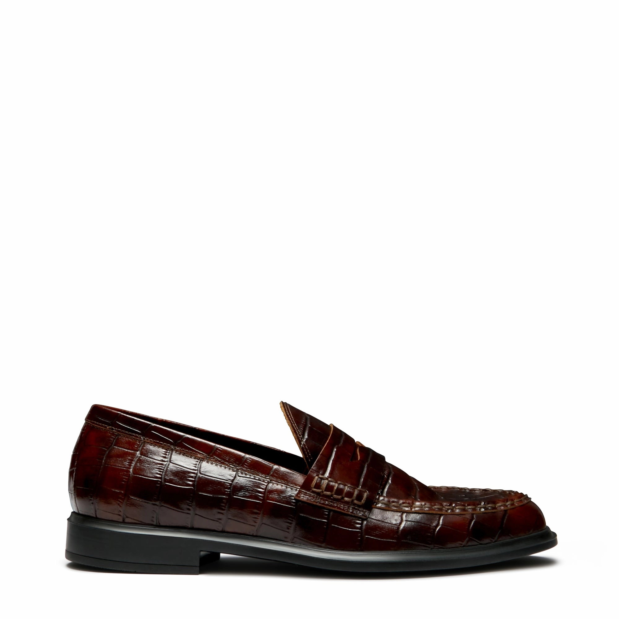 Vend?me Blandine croco brown calfskin leather loafers Daily Tasks