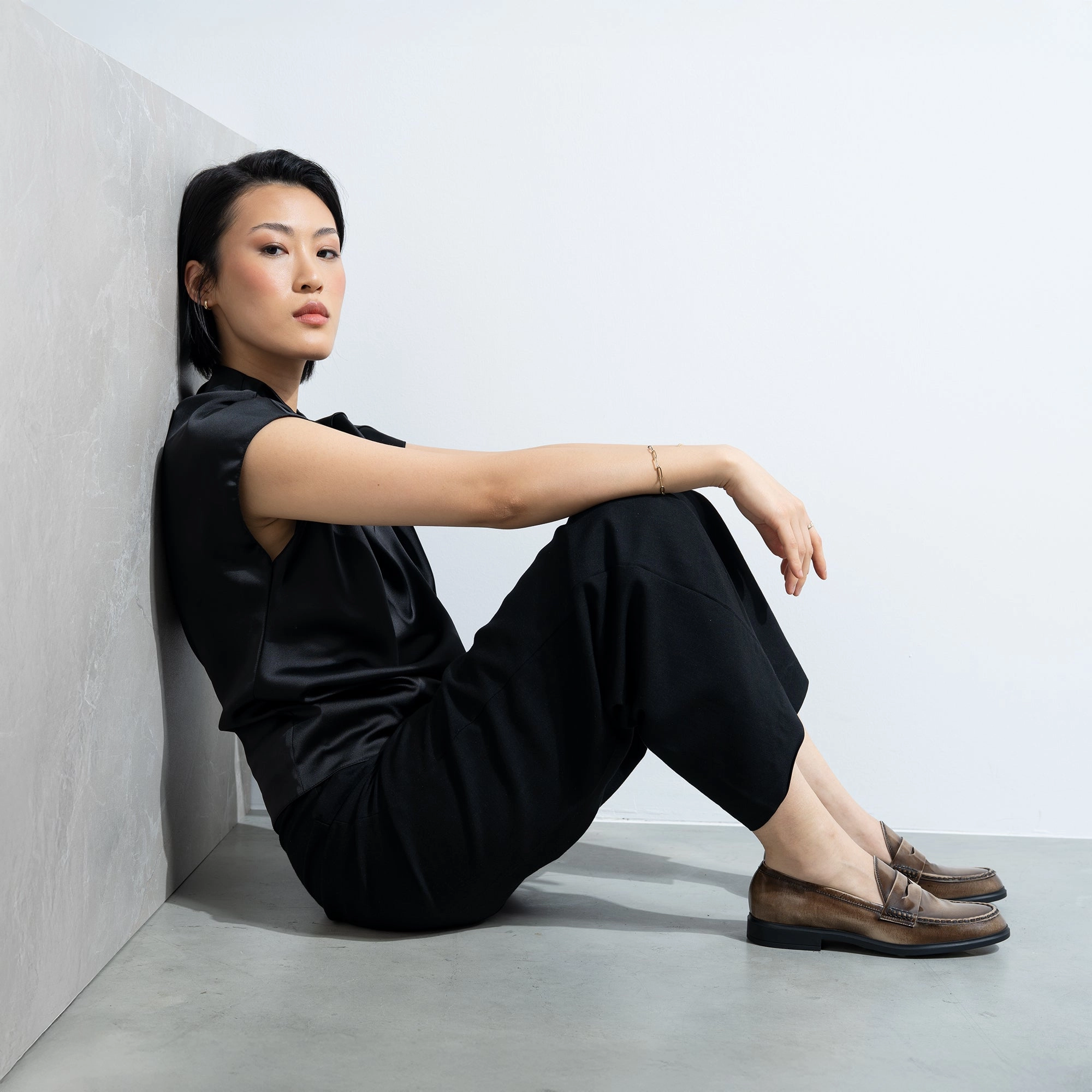 Vend?me Blandine mocha spazzolato leather loafers Semi Formal