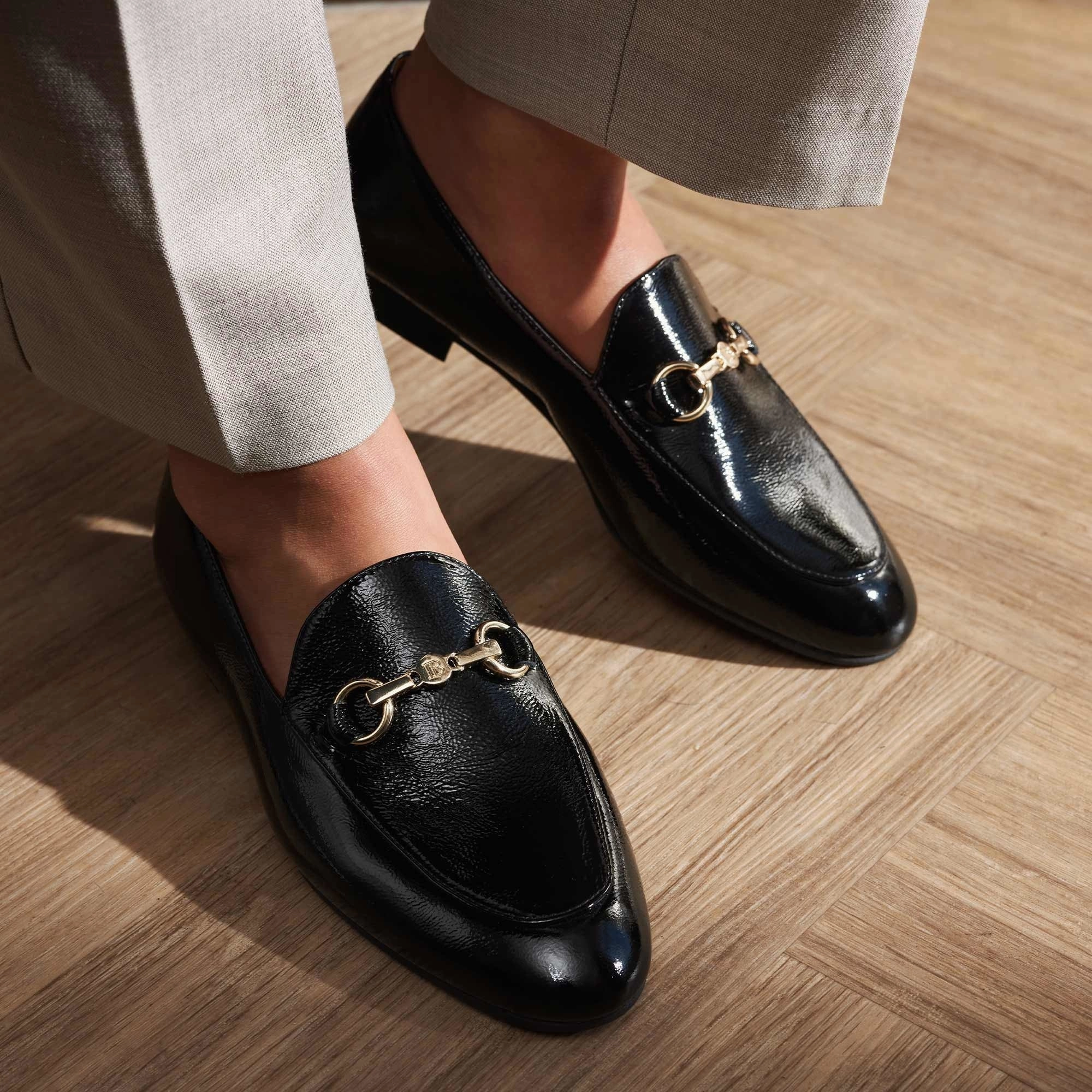 Back To Work Vend?me Fleur black calfskin patent leather loafers