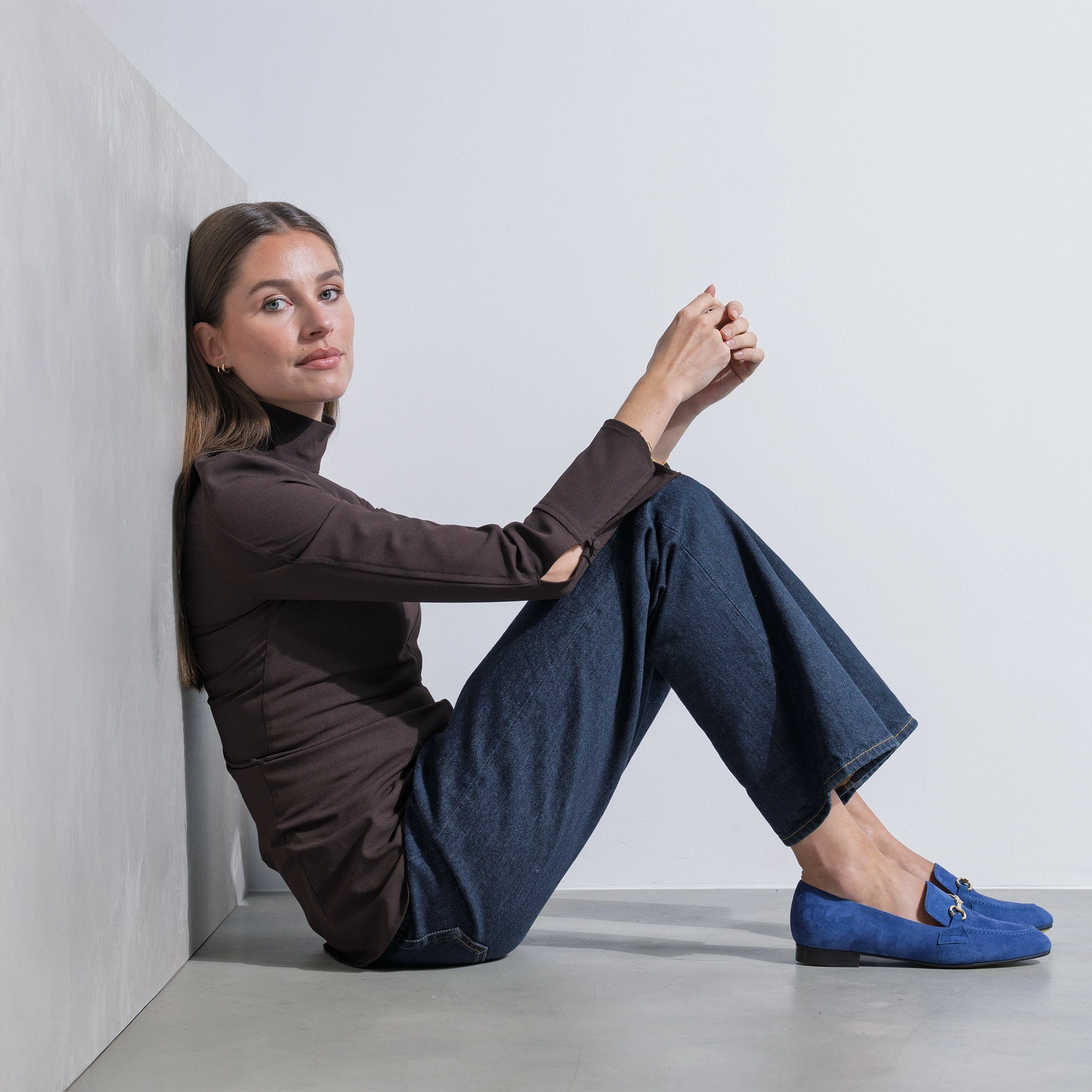 Vend?me Fleur blue suede loafers Clean Floor Flexible Shank