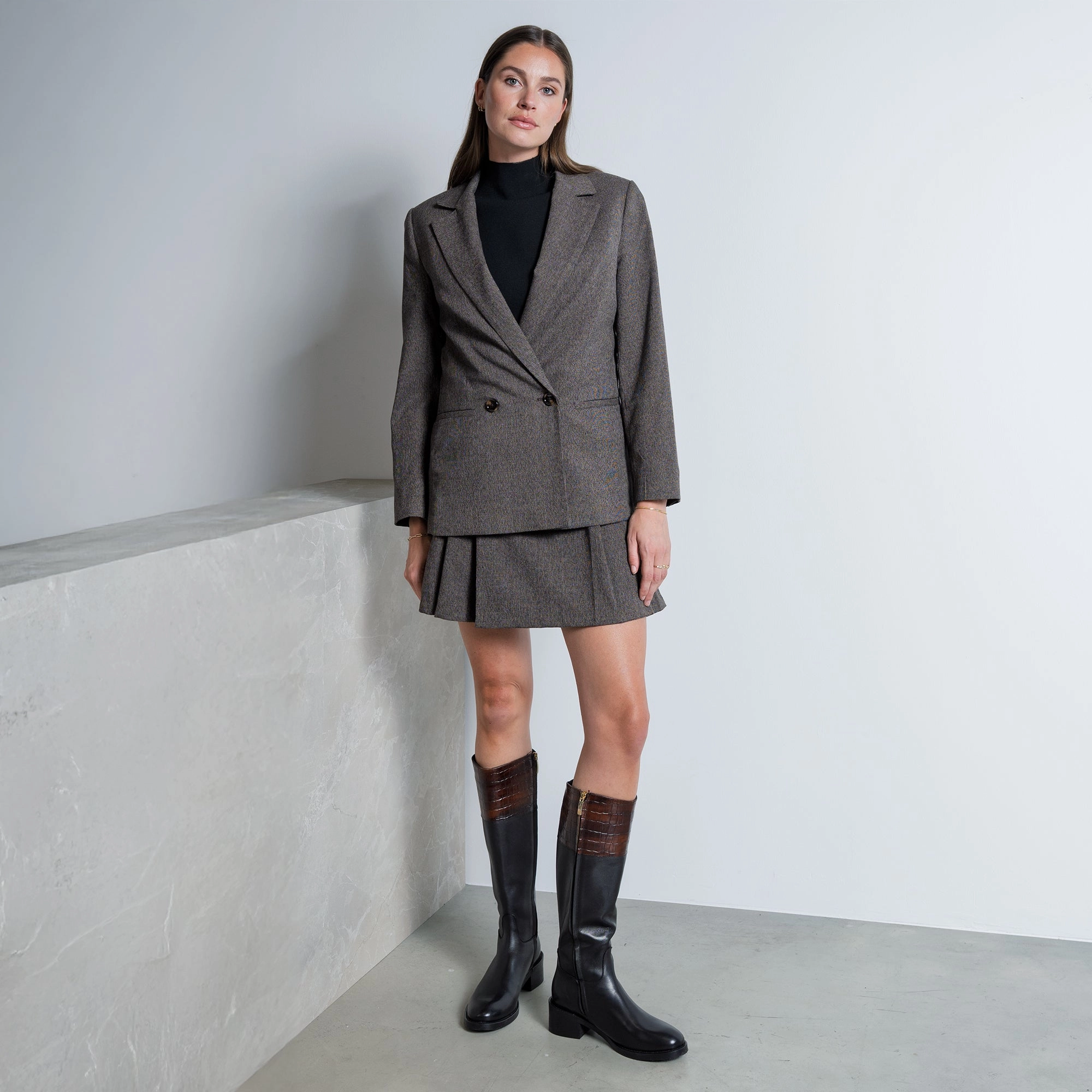 Vend?me Iris black with brown calfskin leather boots Long Walk