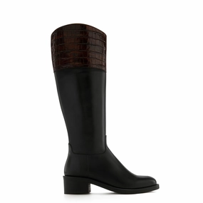 Vend?me Iris black with brown calfskin leather boots Winter Trek Dynamic Flex Construction