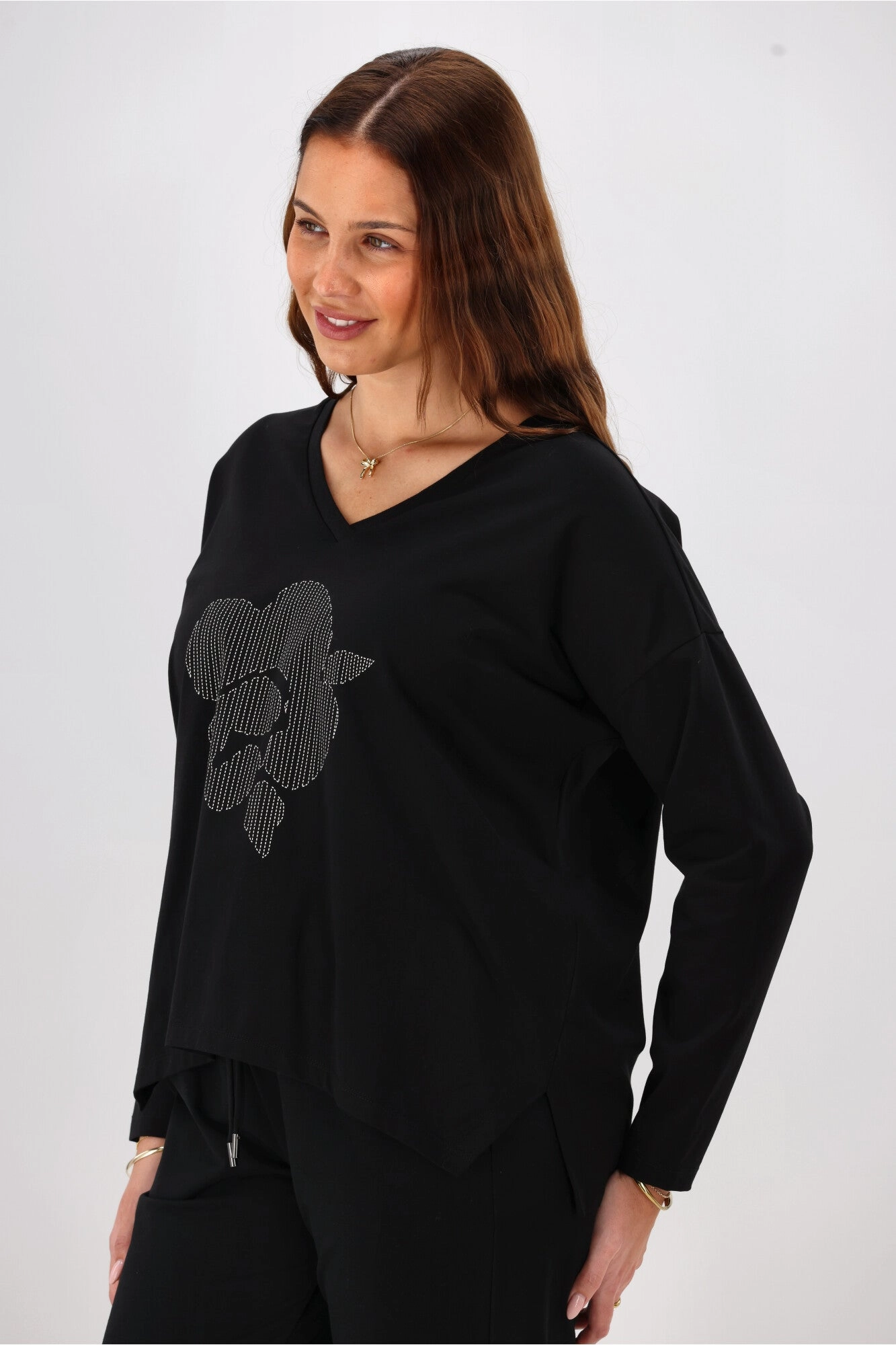 Shine On Label Leith Boxy Oversized V Neck Tee Black All Purpose Wear Water Based Ink