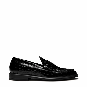 Vend?me Blandine croco black calfskin leather loafers Quick Fit Sun Proof