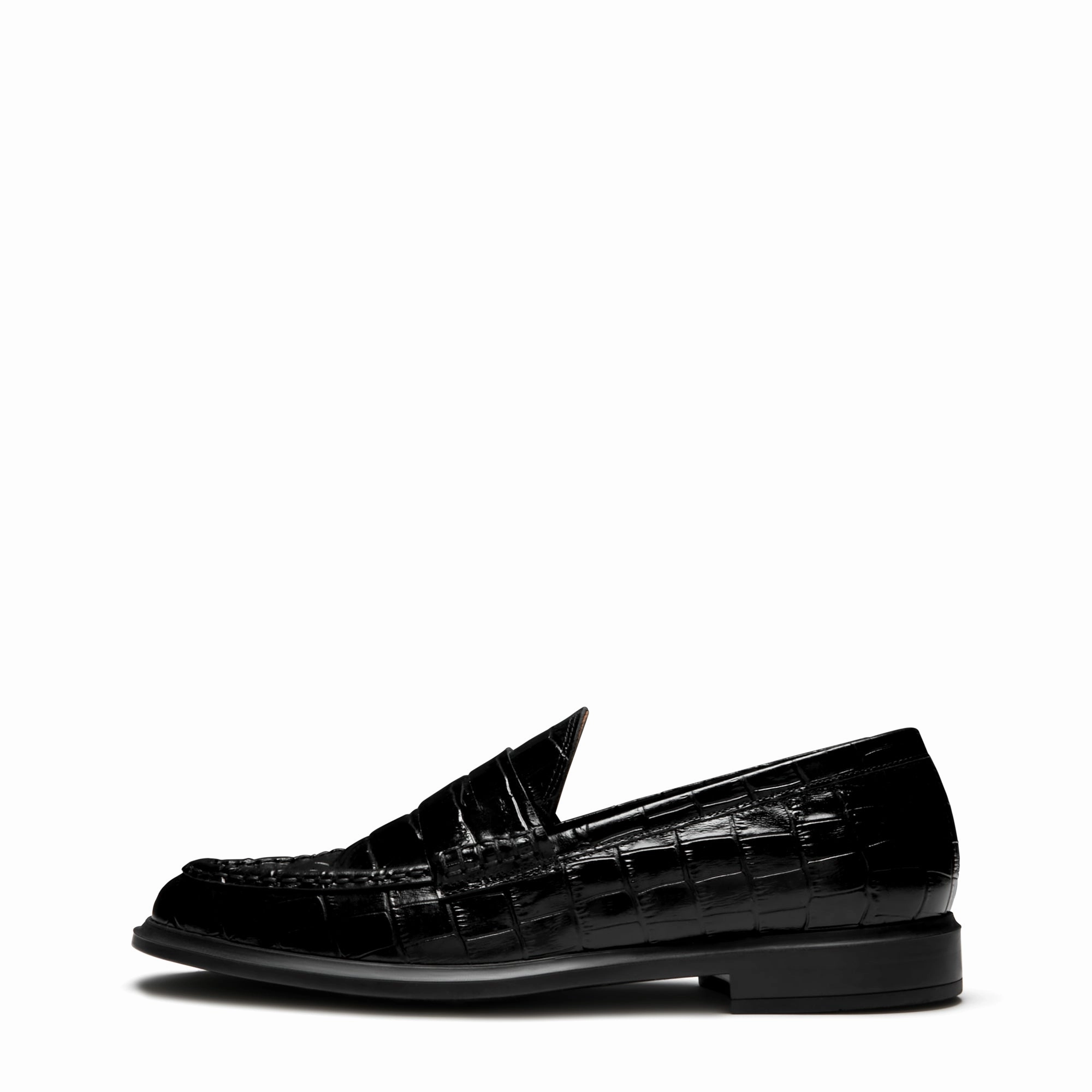 Vend?me Blandine croco black calfskin leather loafers Strong Look