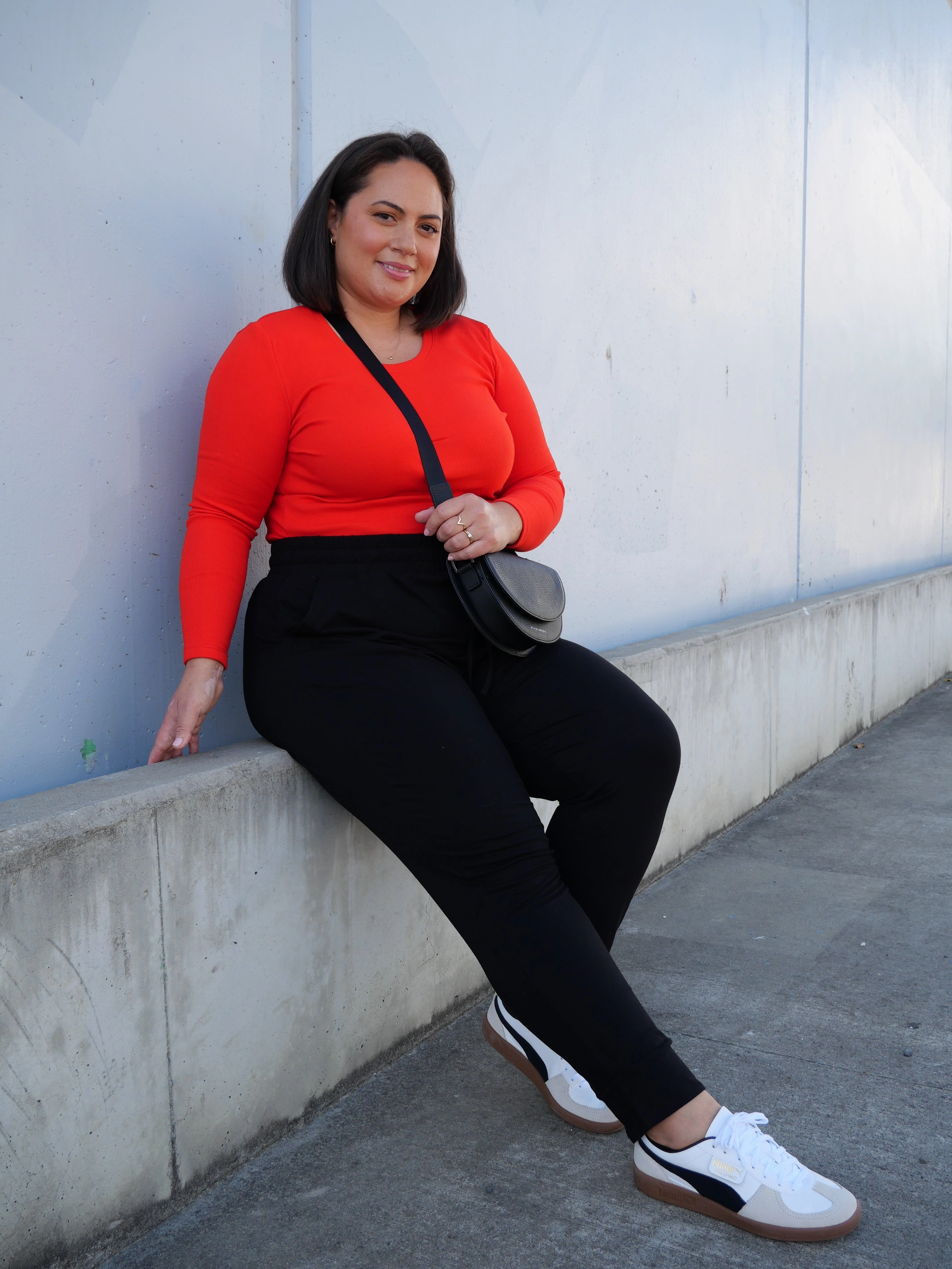 Shine On Essentials Rib Long Sleeve Bright Red Effortless Vibe Brushed Interior Lining