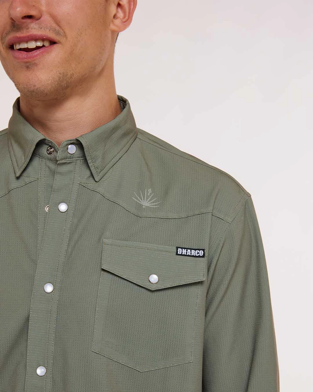 Mens Western Shirt | Kyle Strait Signature Edition Green Quick-Dry