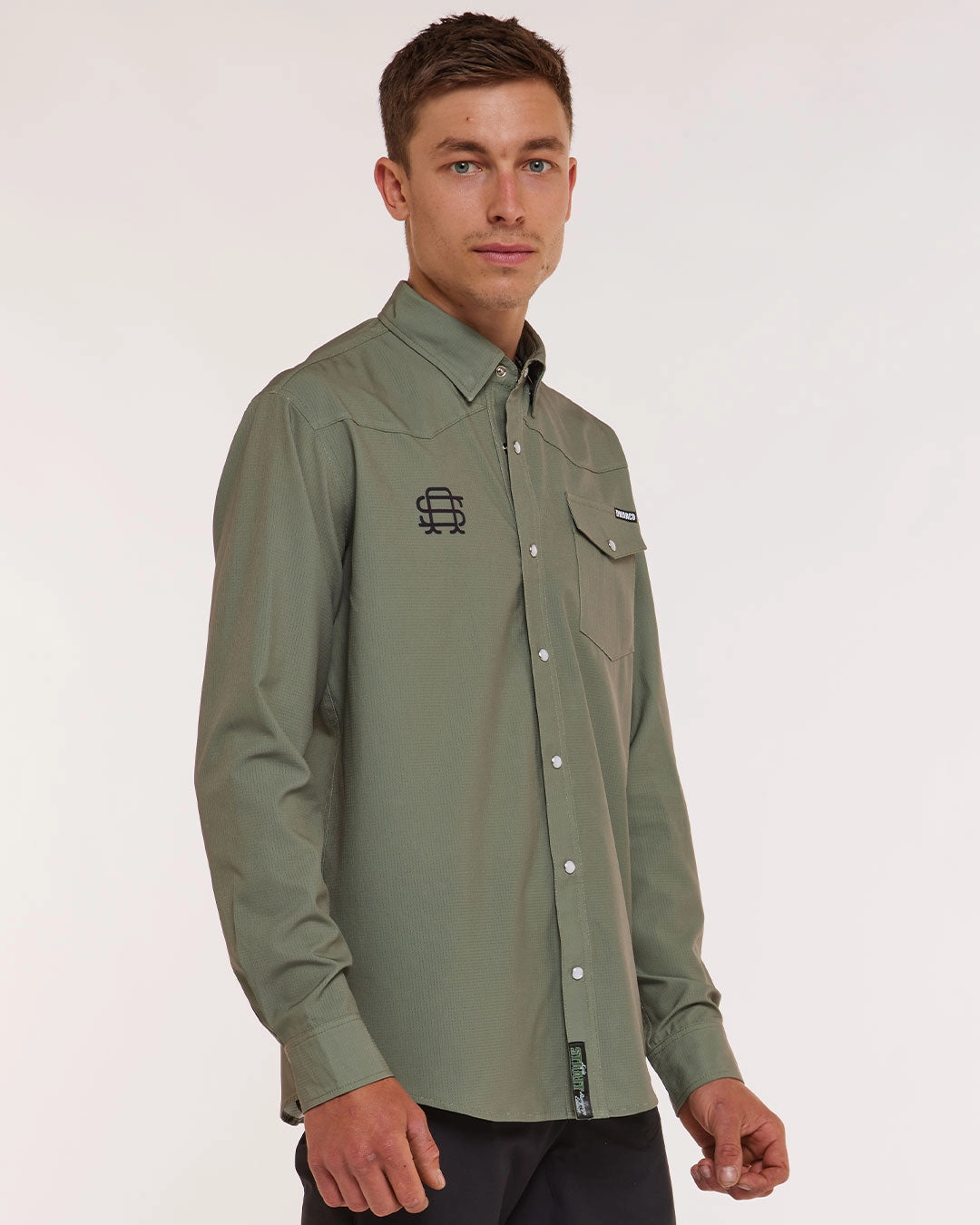 Mens Western Shirt | Kyle Strait Signature Edition Green Sustainable Dye Process Minimal Design