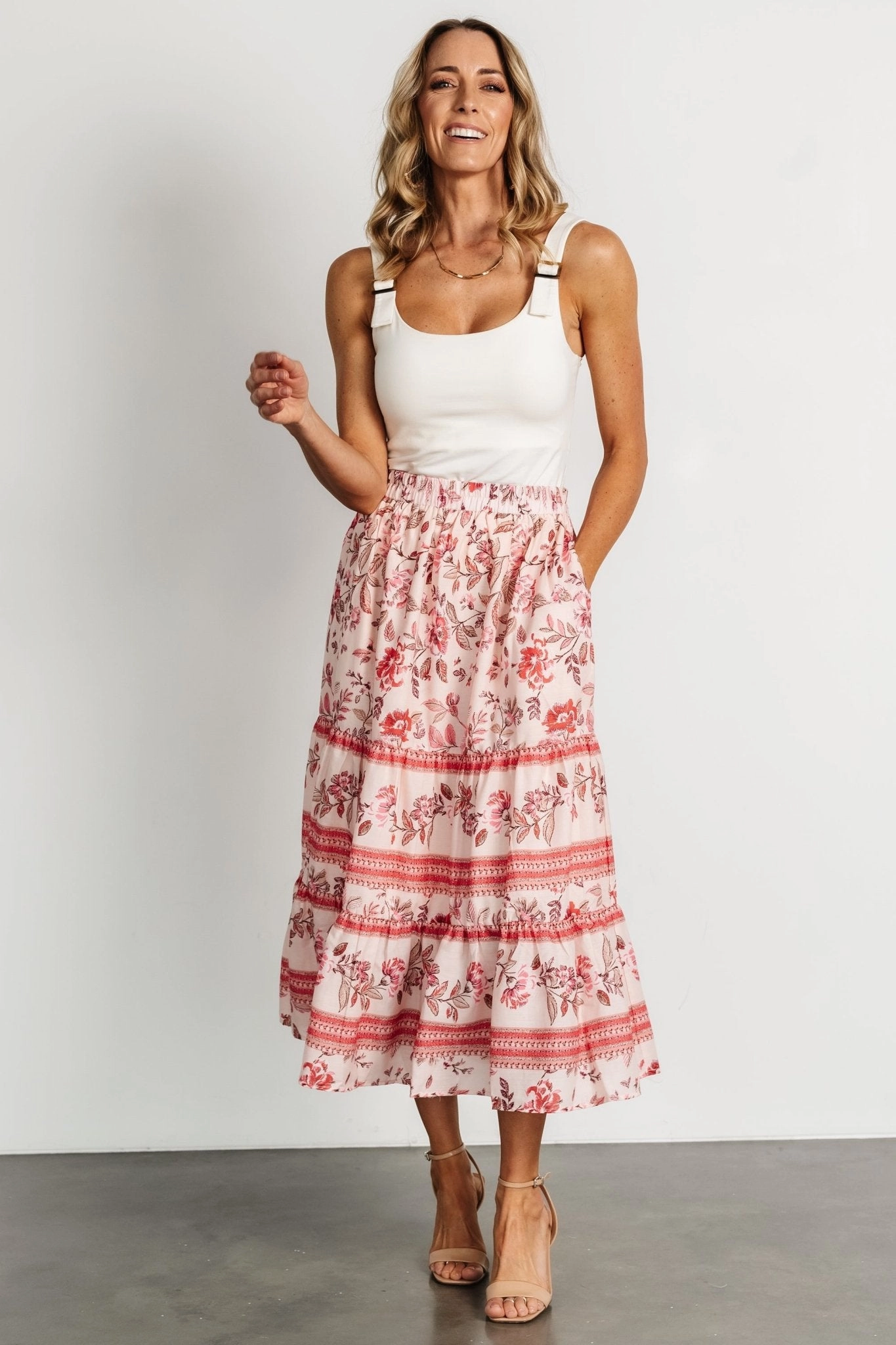 Meg Skirt | Blush Multi casual finish