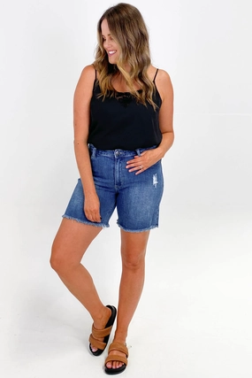 Wakee Ashlee Shorts Blue Denim Cross Ventilation Channels