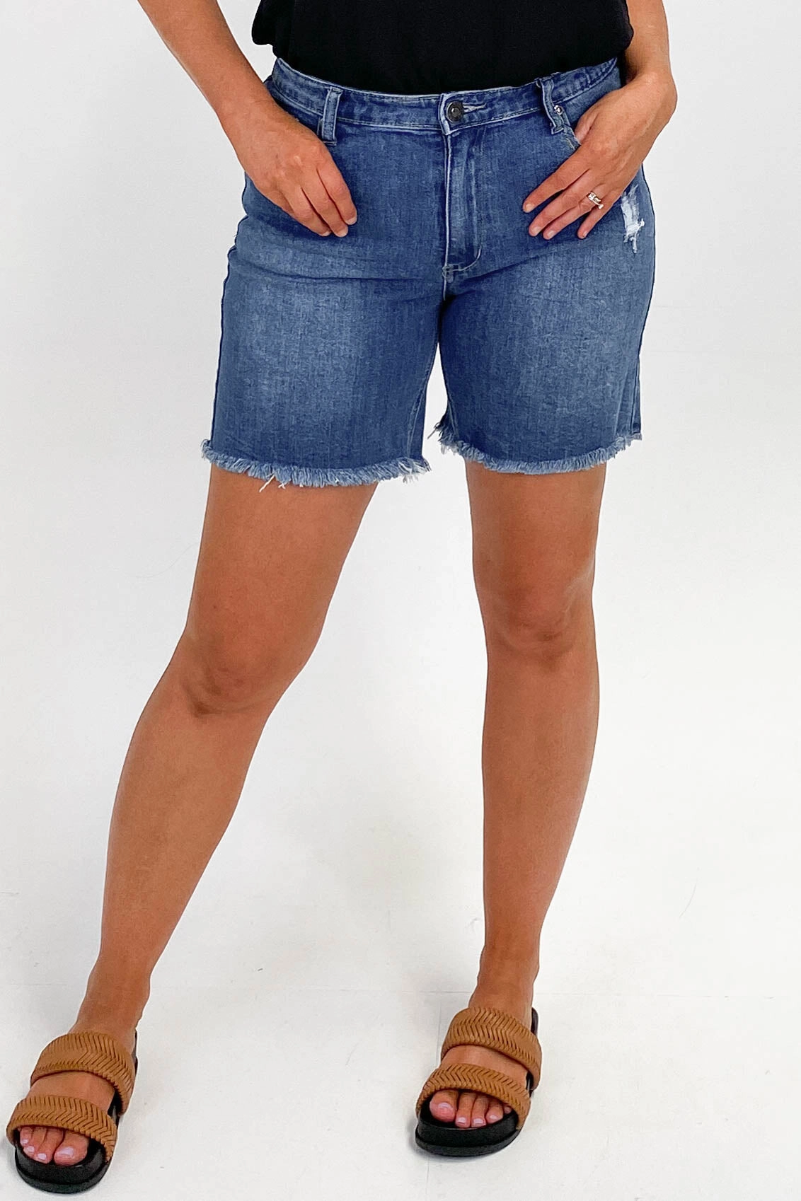Nylon Material Wakee Ashlee Shorts Blue Denim