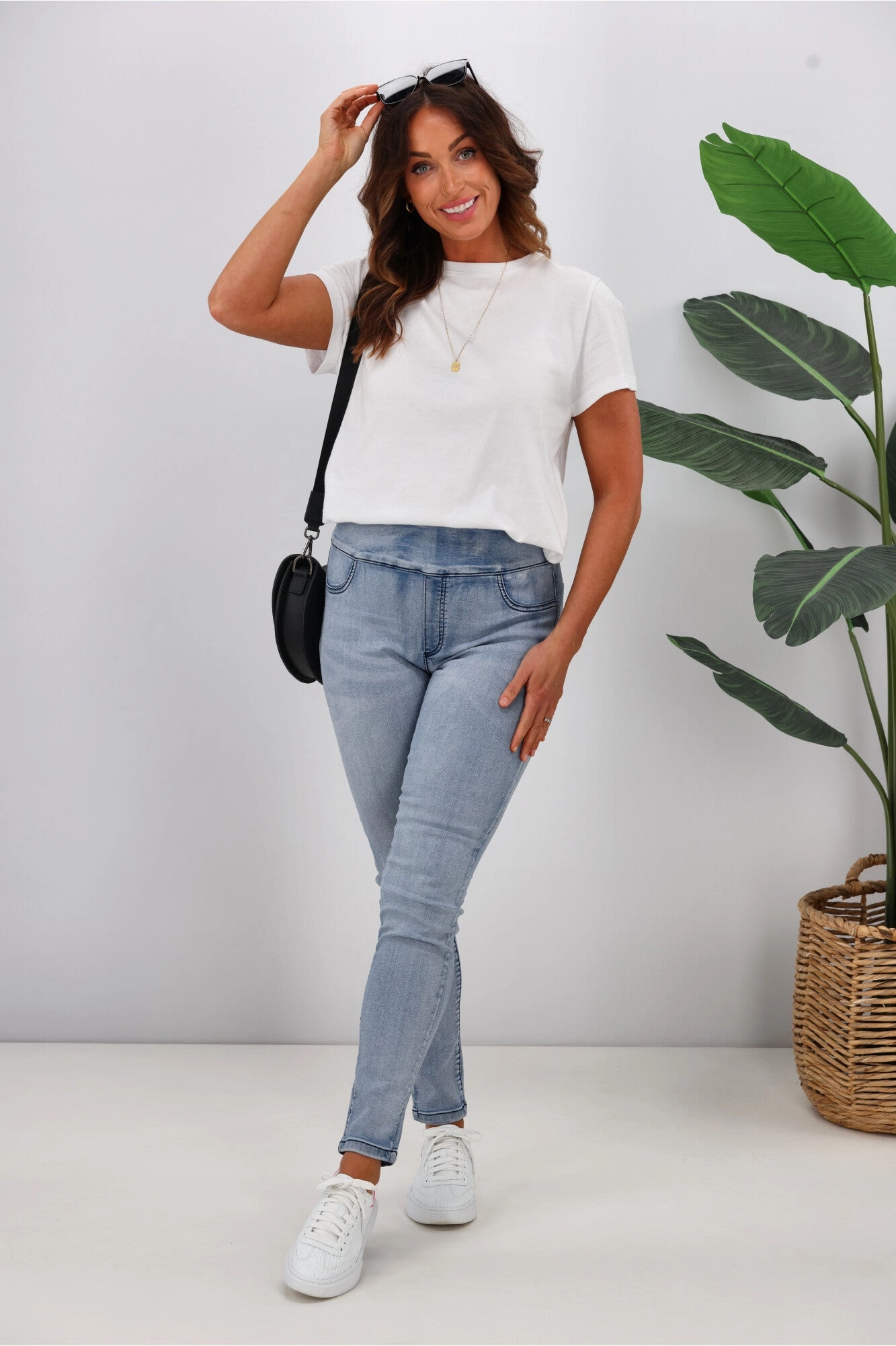 Core Style Maternity Wear Wrinkle Resistant Wakee Denim Moxy Pull On Jean Washed Blue