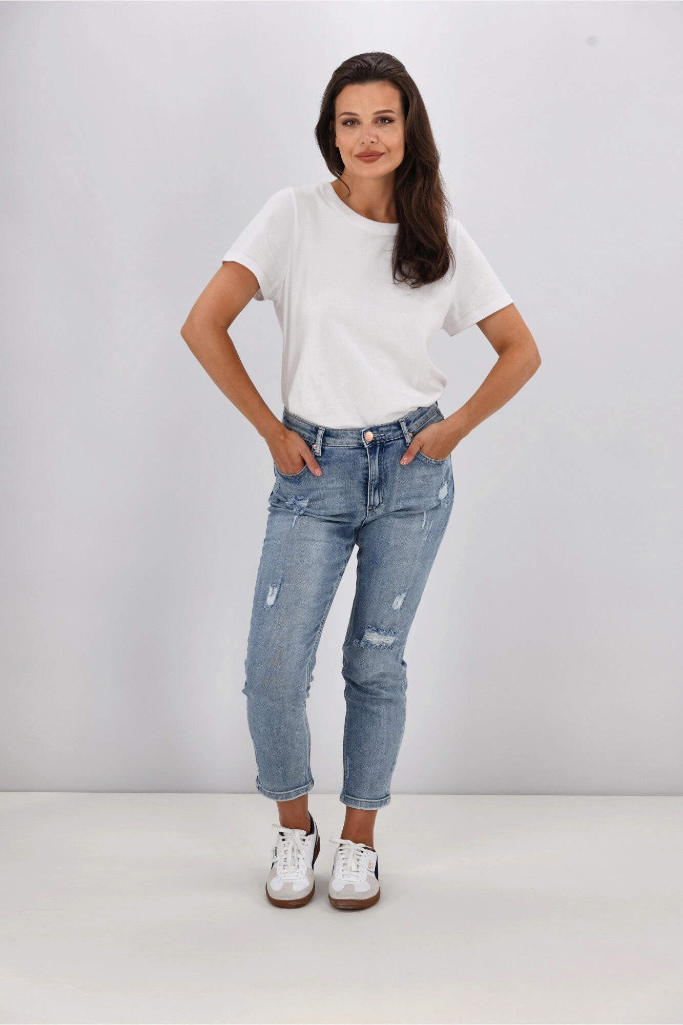 Wakee Denim Scarlett Jeans Washed Blue Layered Overlay Design For Kids Non See