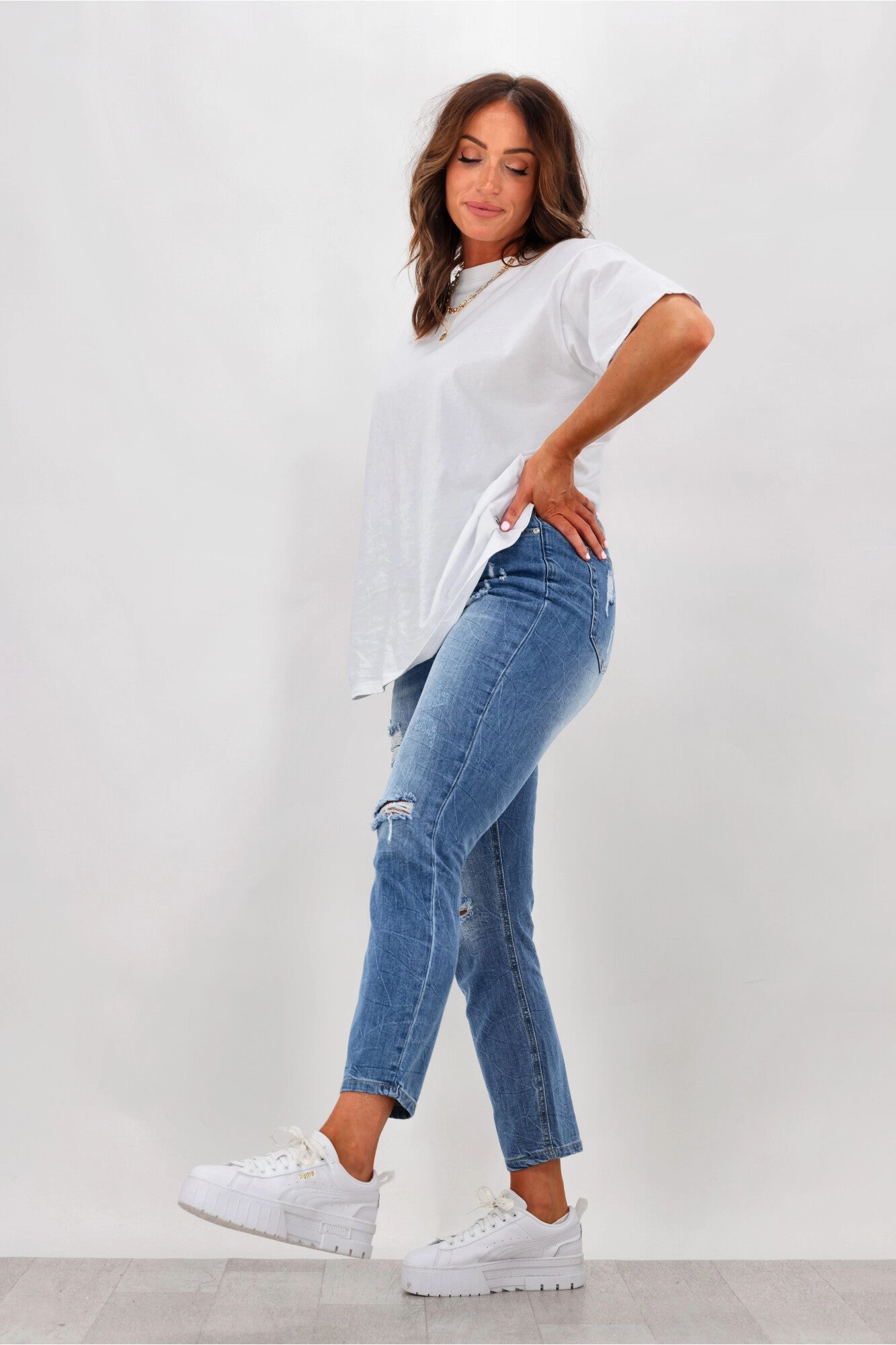 Wakee Denim Spencer Jeans Blue Classic Fitwear Rib Knit Beginner Level