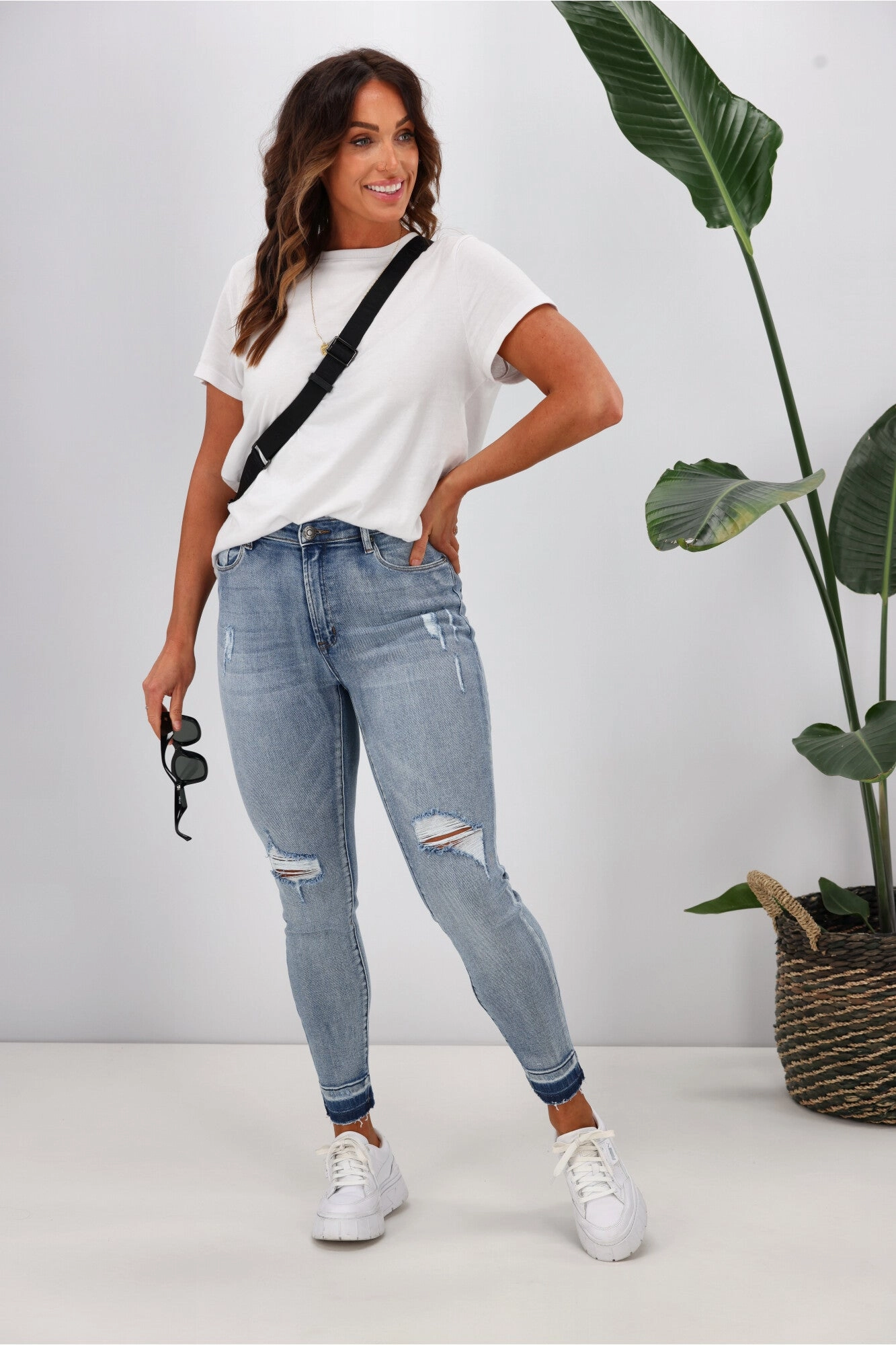 Wakee Georgia Ripped Jean Blue Evening Walk Maternity Wear