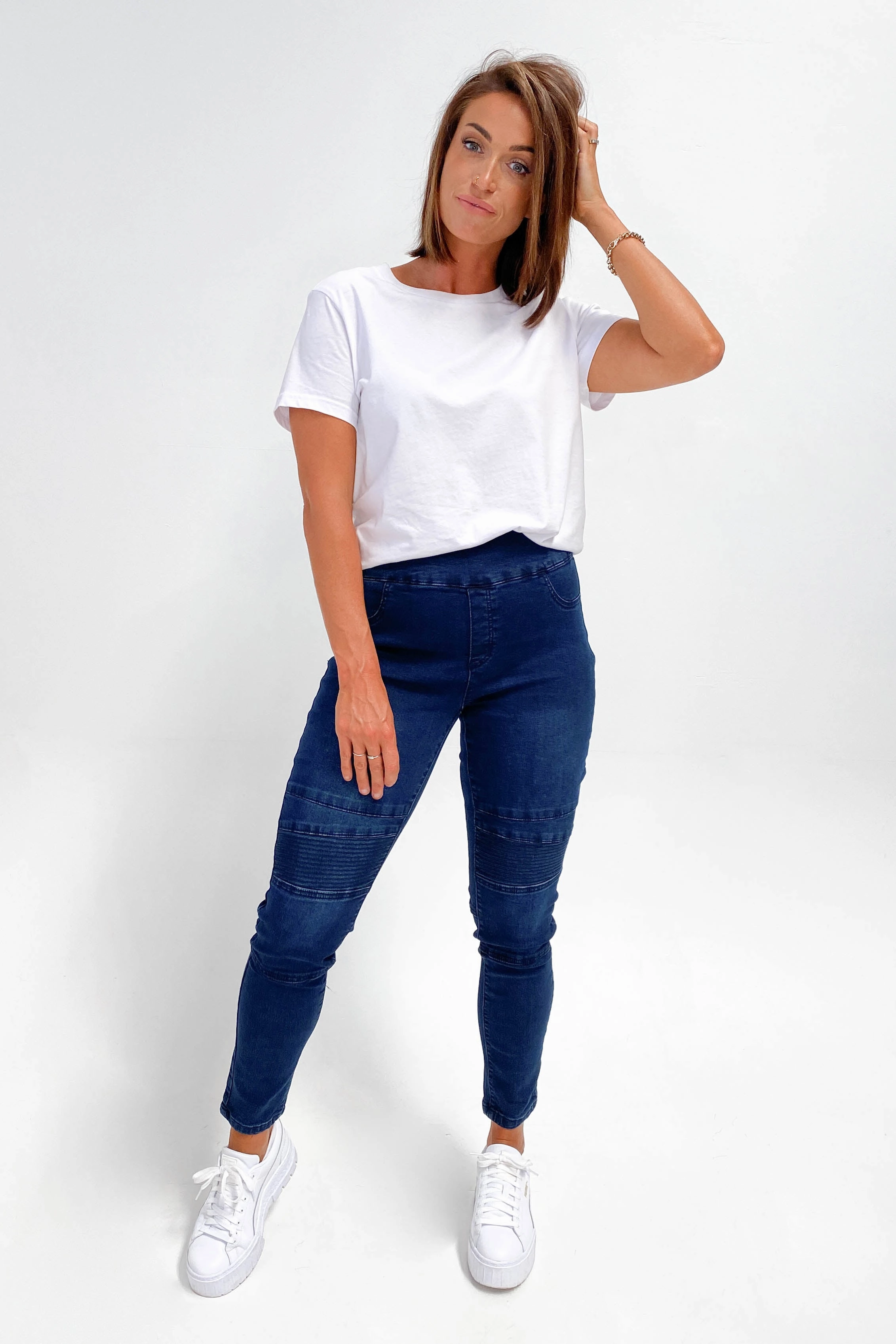 Wakee Lisa Stretch Denim Dark Blue Casual Stretch Fit