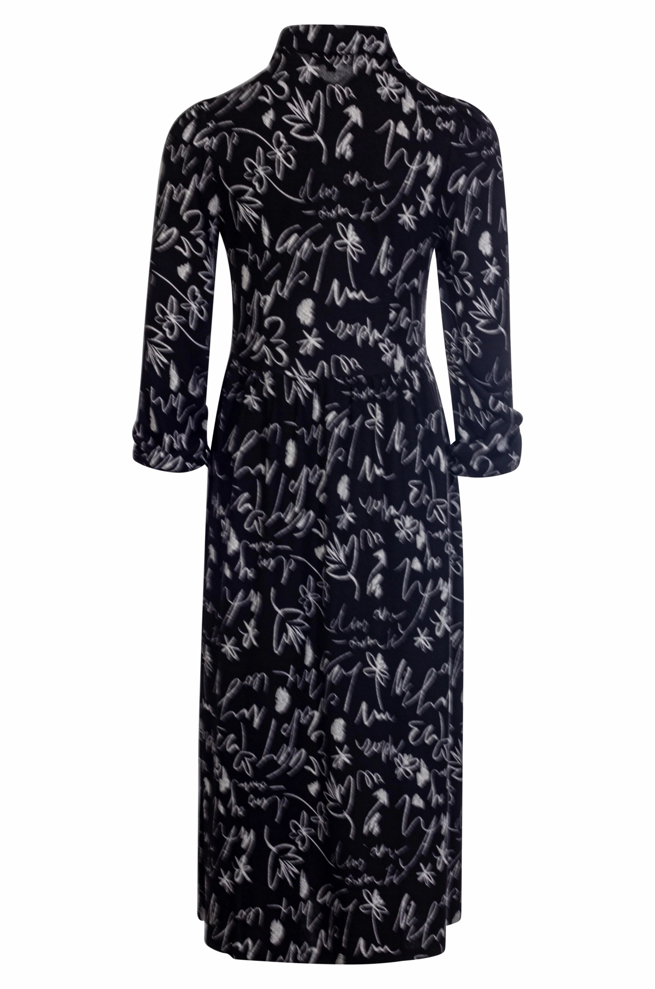 Warm Touch Dress with collar | Black Silver Text | 7915BR Chilly Wear Day Fit