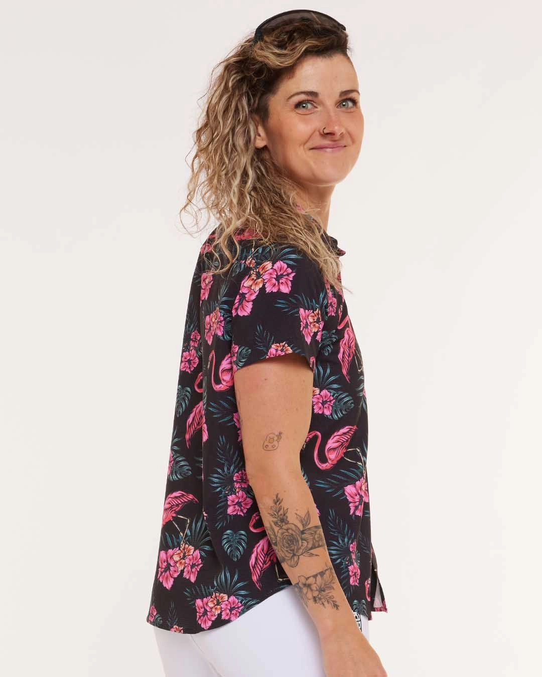 Glossy Texture Minimalist Design Womens Tech Party Shirt | Parker