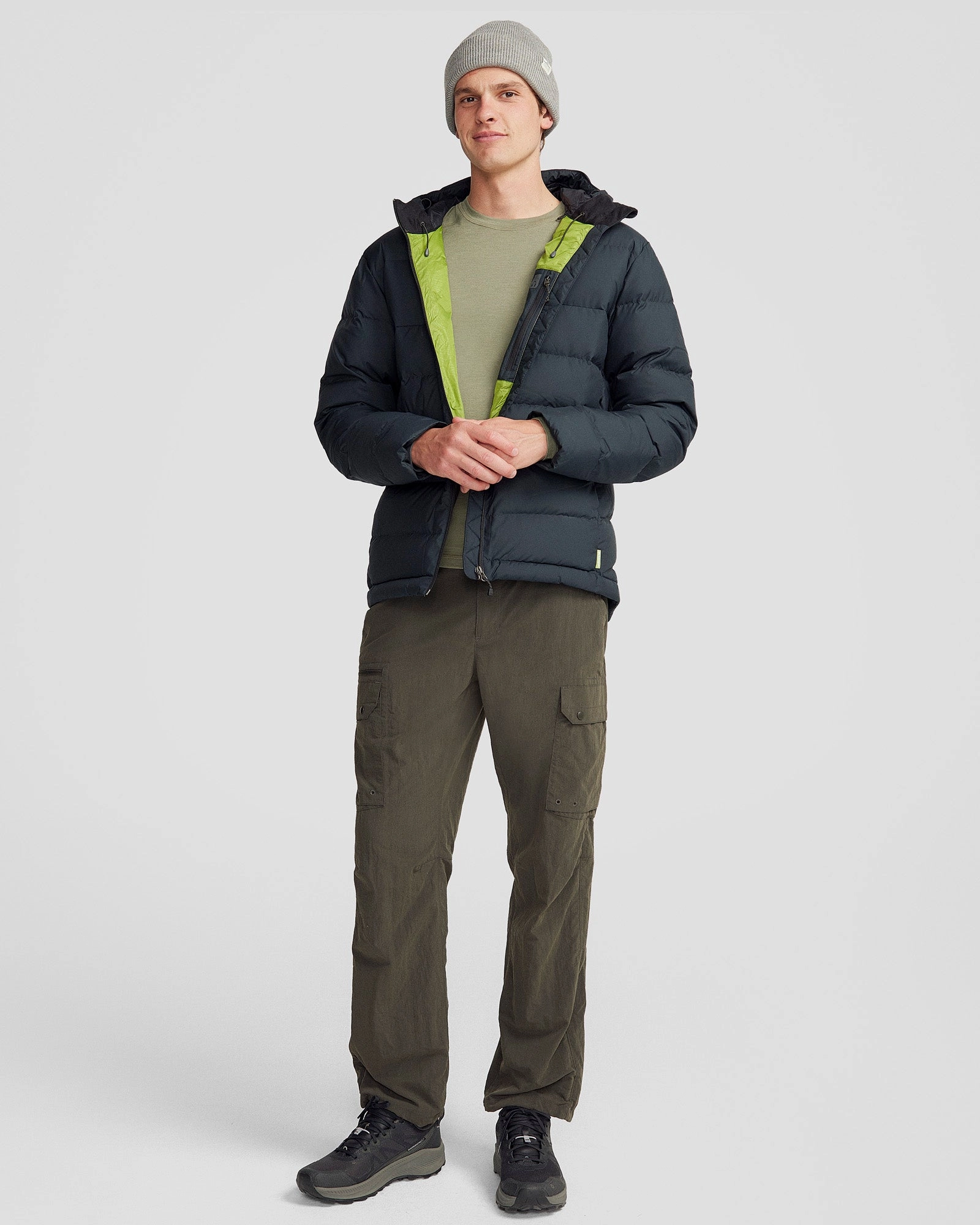 Men's Epiq Hooded Down Jacket - Black ZipperClosure