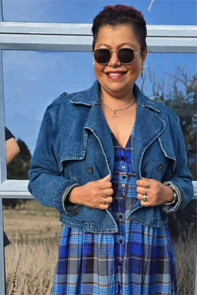 Shine On Label Mercedes Cropped Denim Trench Temperature Regulating Fill