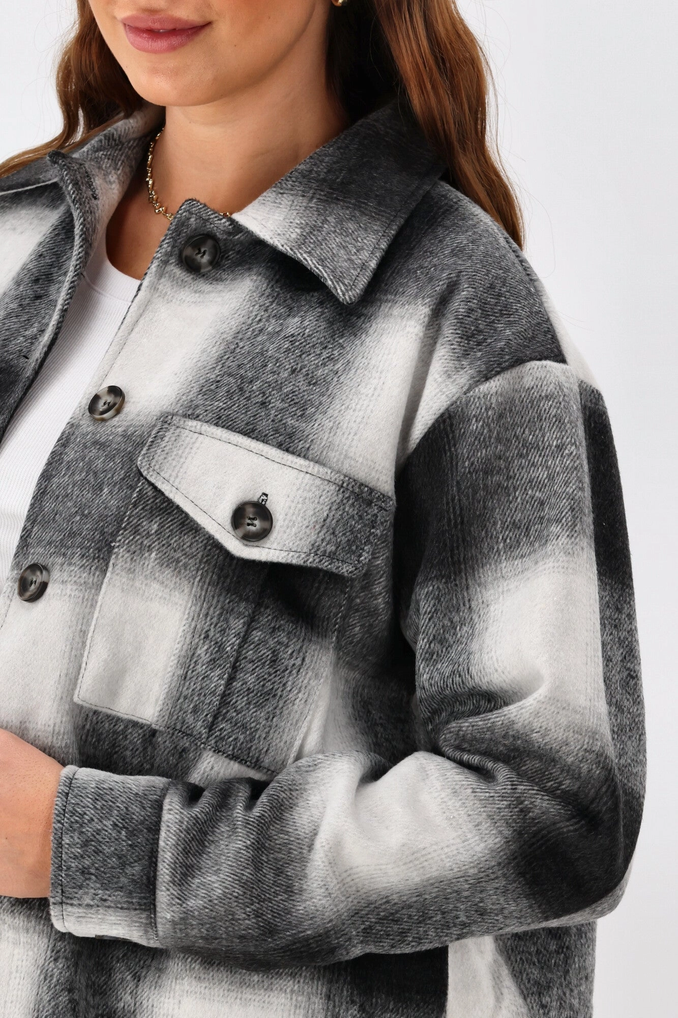 Breathable Lining Spring Layer Shine On Label Treyton Checked Shacket Midnight