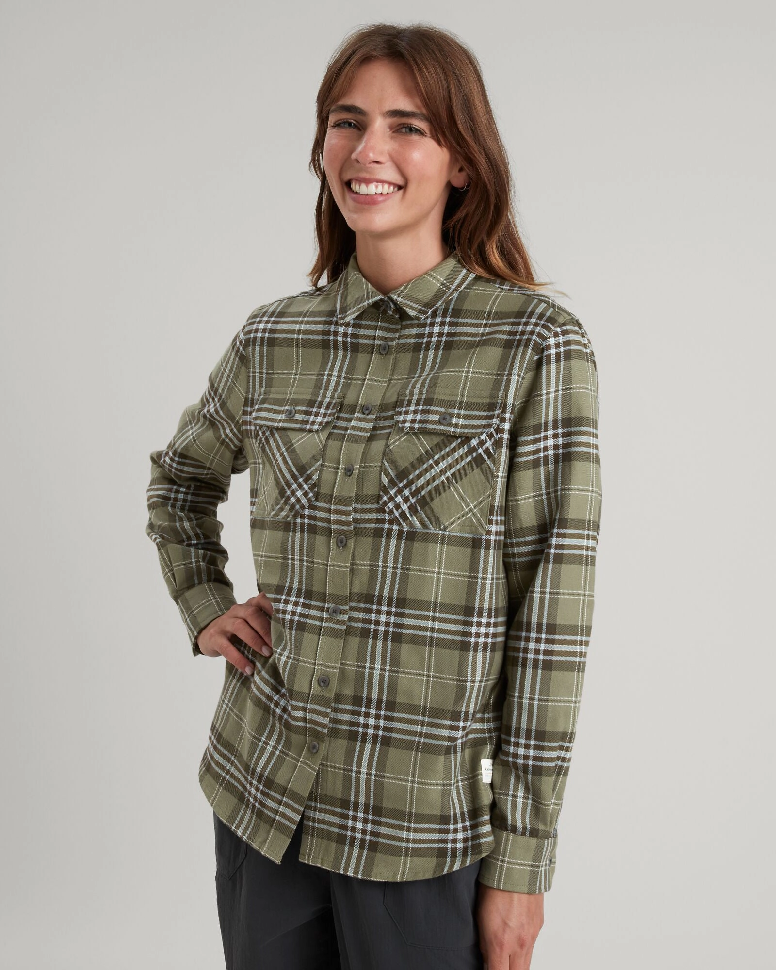 Carrillon Women's HF Long Sleeve Shirt - Beech/Dark Moss Check Edgy style Compact Fold Design