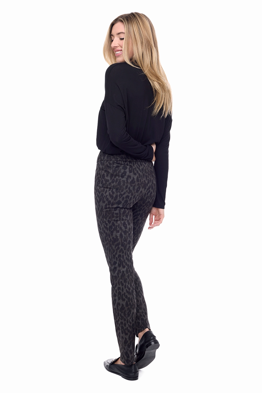 Up Pant - 67925UP Cheetah Ponti Roma Pant Stretching Fit