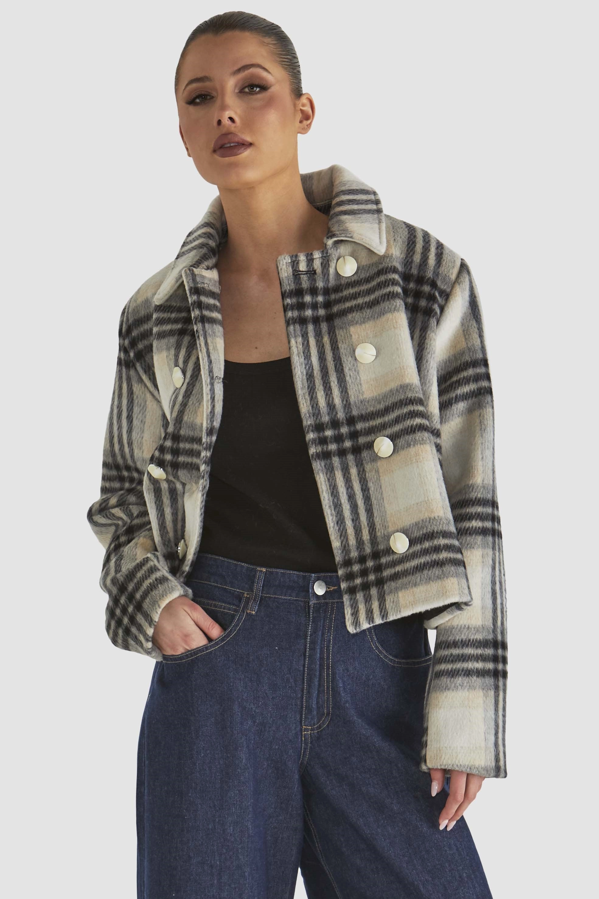 Fate Peaceful Jacket Check Chic Urban Lightweight Thermal Tech