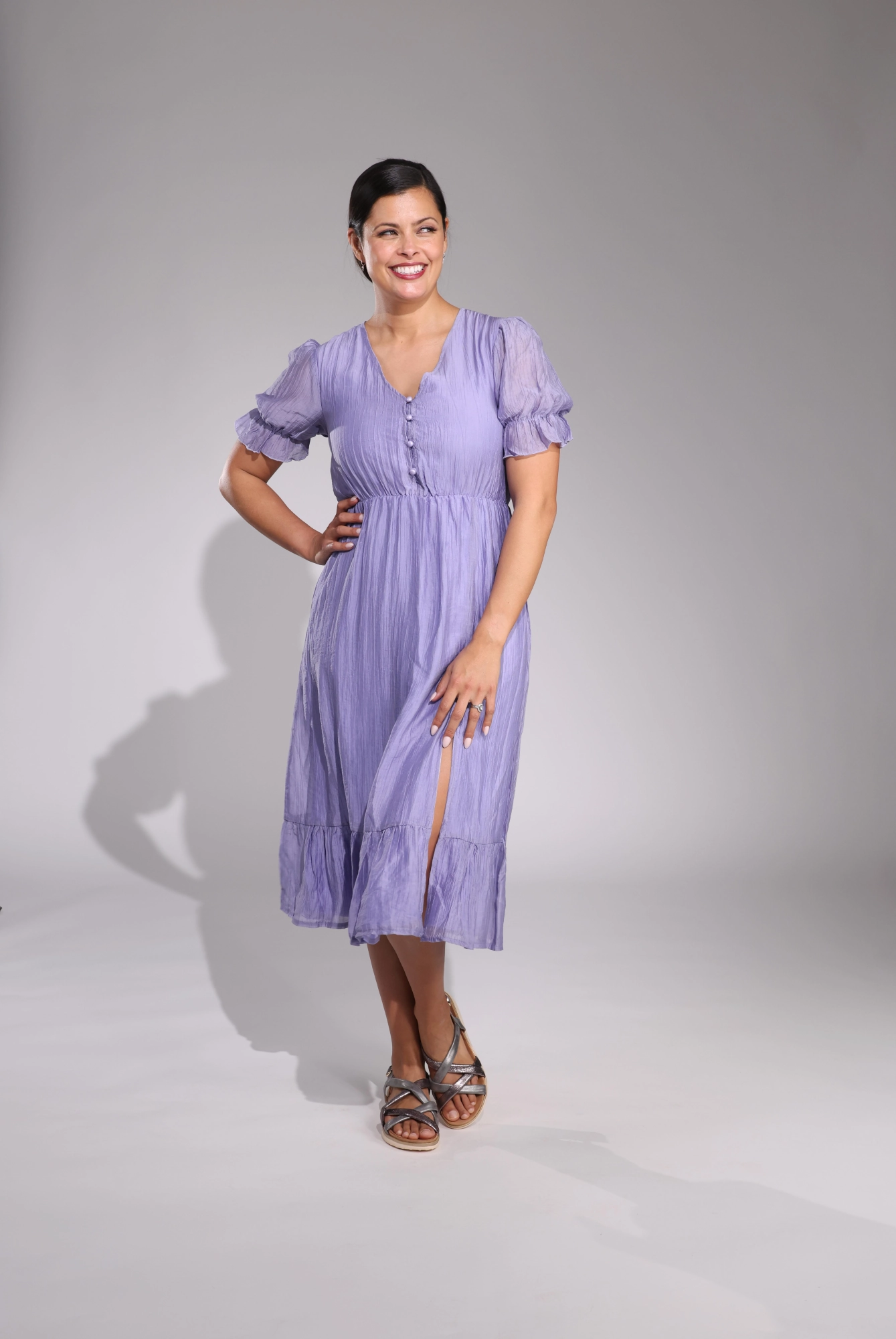 Cozy Layer Lightweight Fit Midi Dress | LILAC | 0107C1