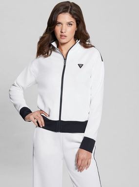 Eco White Mylah Active Zip Jacket Elasticated Waistband Extended Coverage