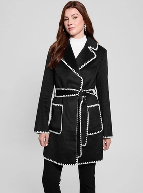 Black Victoire Wrap Belt Coat Flex Fit Fabric
