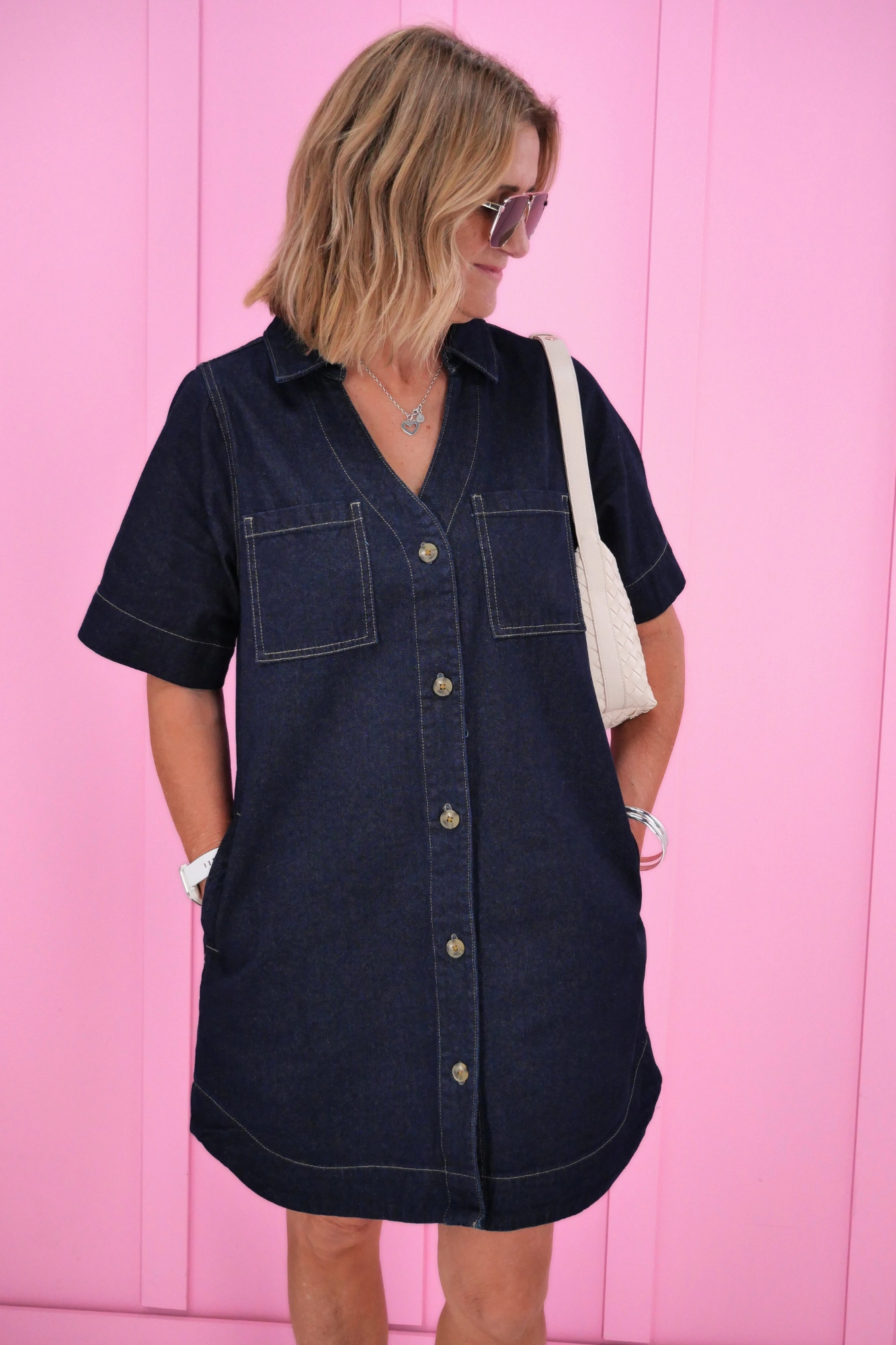 Shine On Label Cherish Denim Boxy Dress Dark Indigo Festival-Ready All-Day Fit