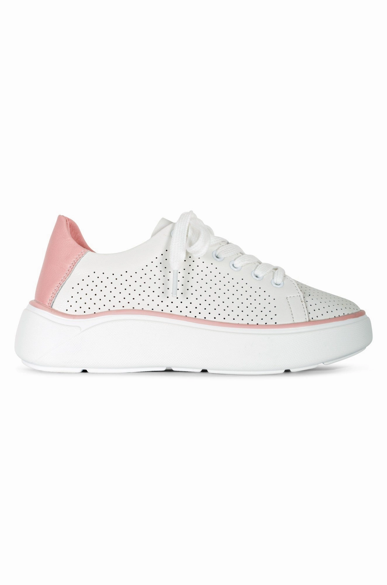 White & Pink lace up Sneaker | WHITE/PINK | STELLA AB Basic Casual LeatherUpper
