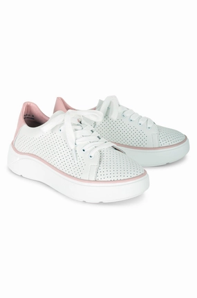 White & Pink lace up Sneaker | WHITE/PINK | STELLA AB Quick Entry Torsional Stability Plate