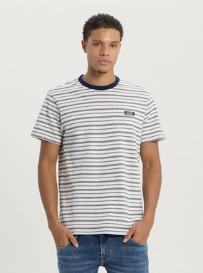 White Blue Marina Stripe T-Shirt UltraSoftLining DurableStitching