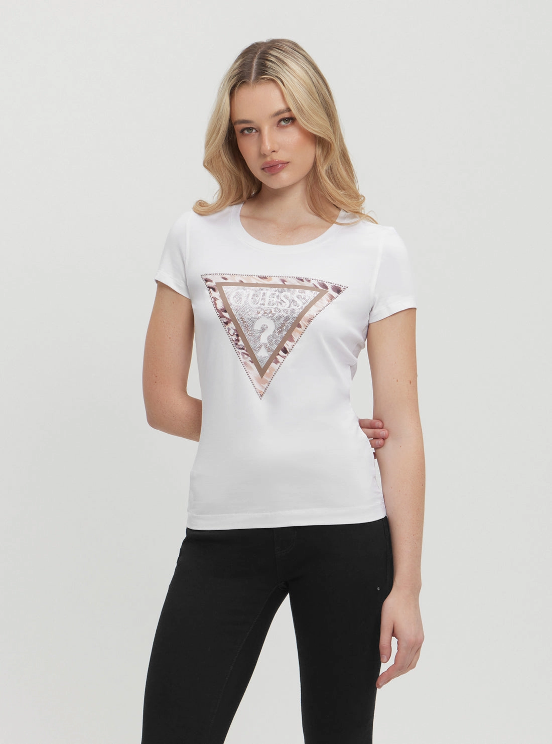 AllDayComfort AntiPillingTechnology White Cheeta Logo T-Shirt