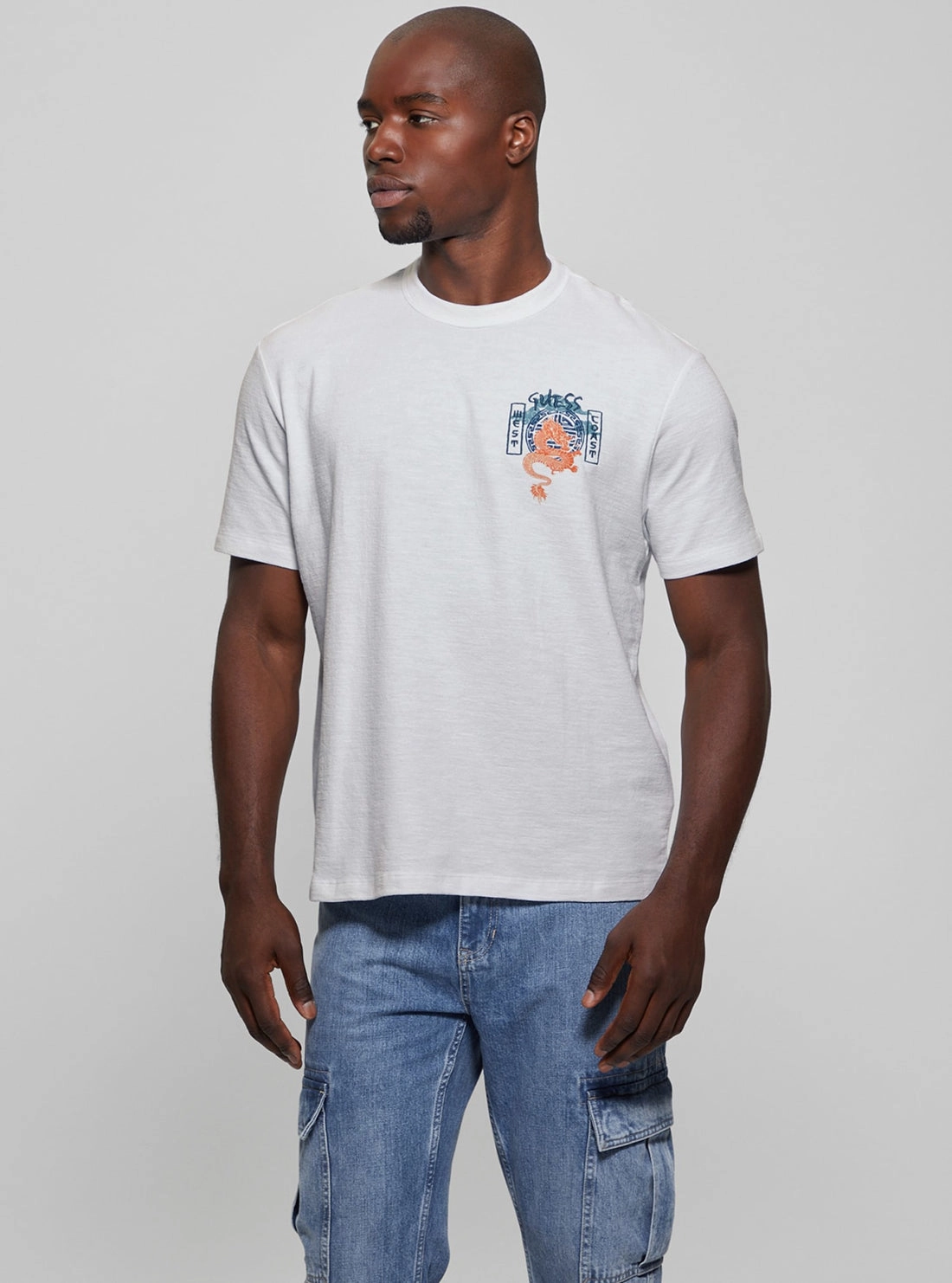 White Japanese Dragon T-Shirt FadeResistant Coating