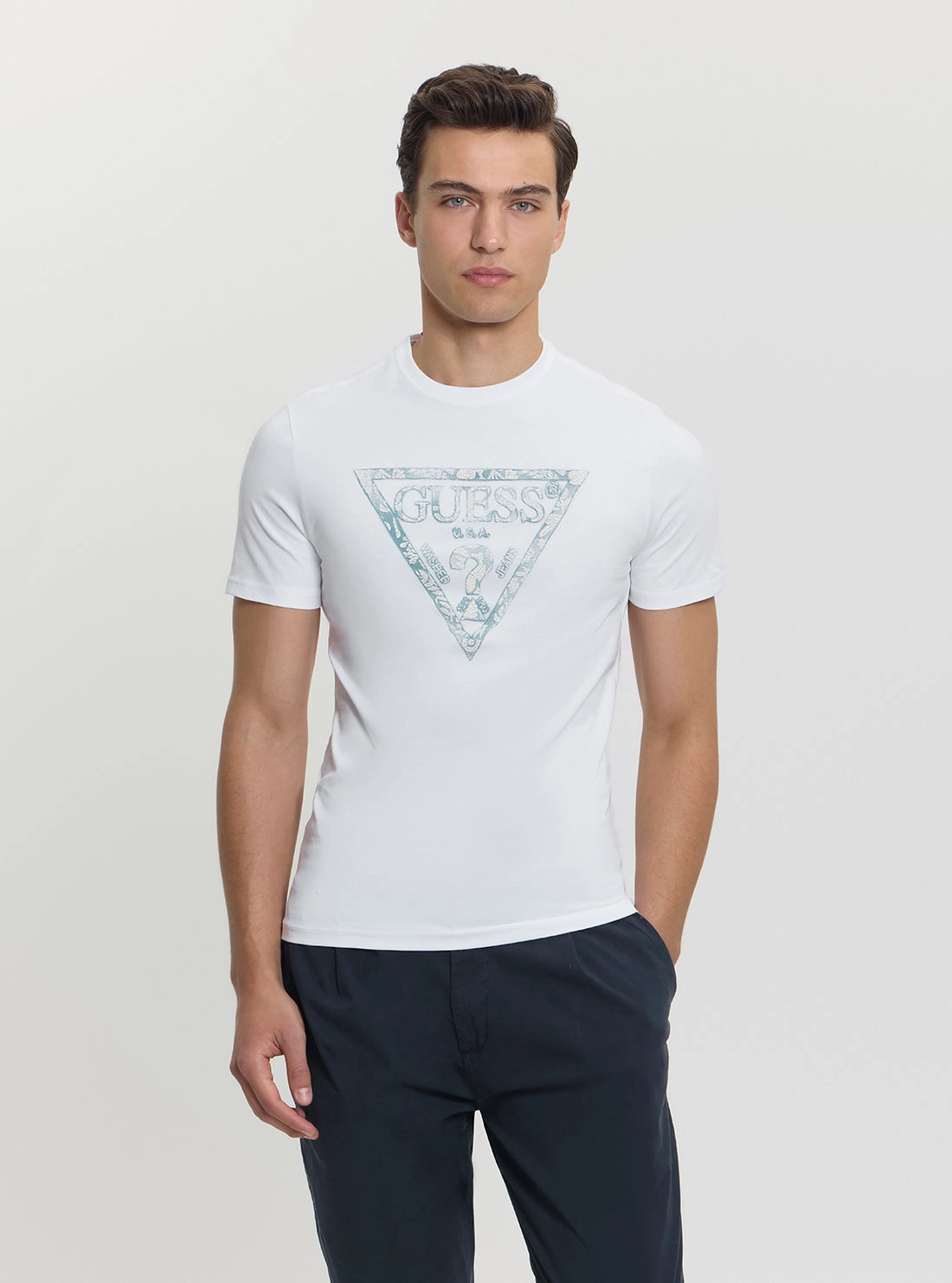 MultiDirectionalStretch White Logo Triangle T-Shirt