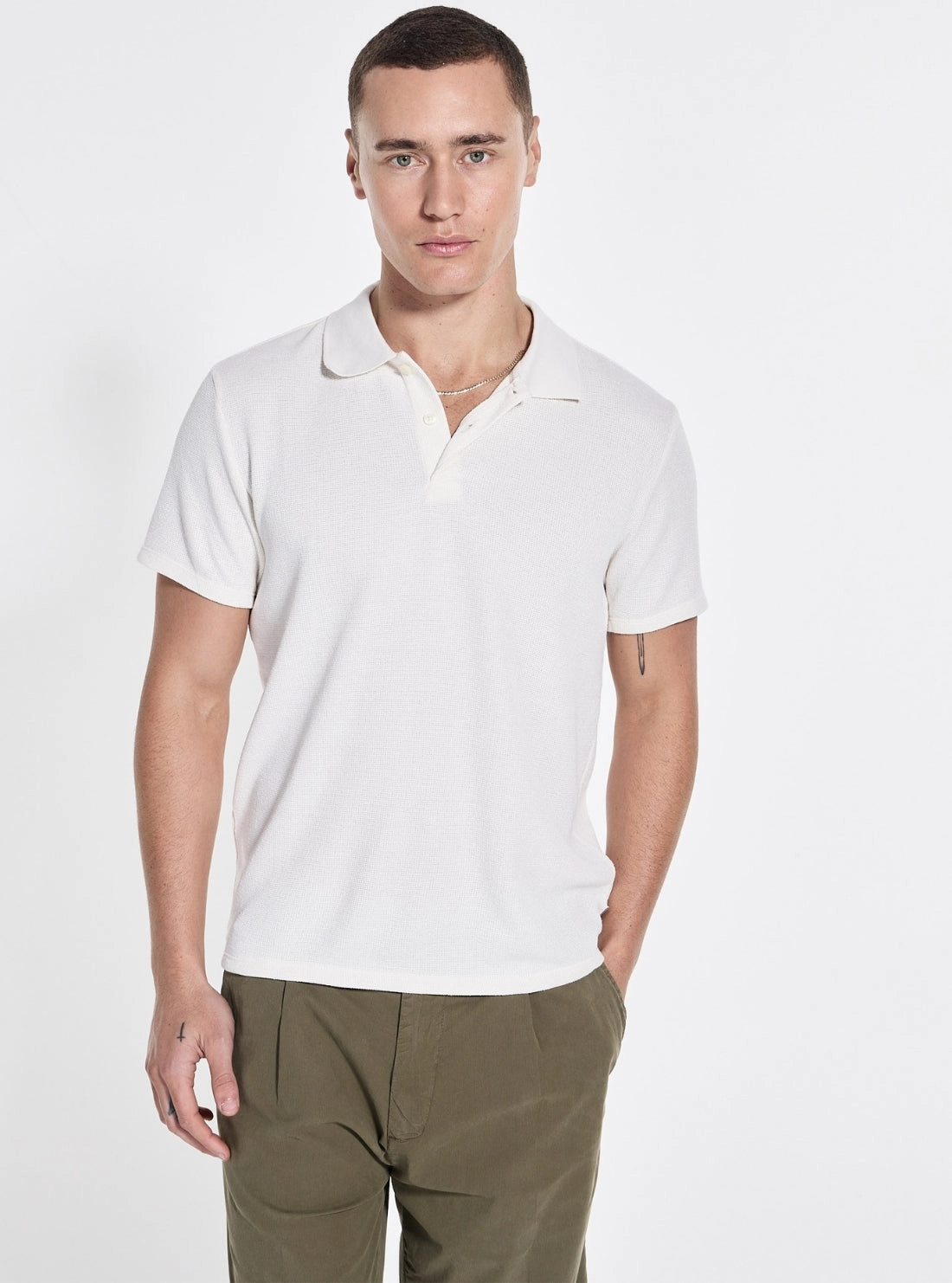 Summer Outfit White Madden Soft Knitted Polo Shirt
