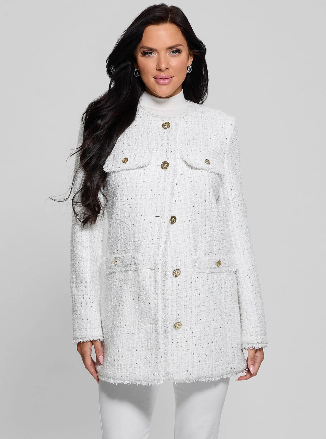 White Noelie Tweed Jacket Noise Free Fabric