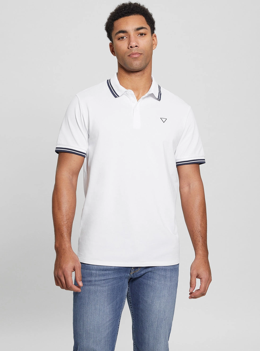 mix and match White Pique Triangle Polo T-Shirt