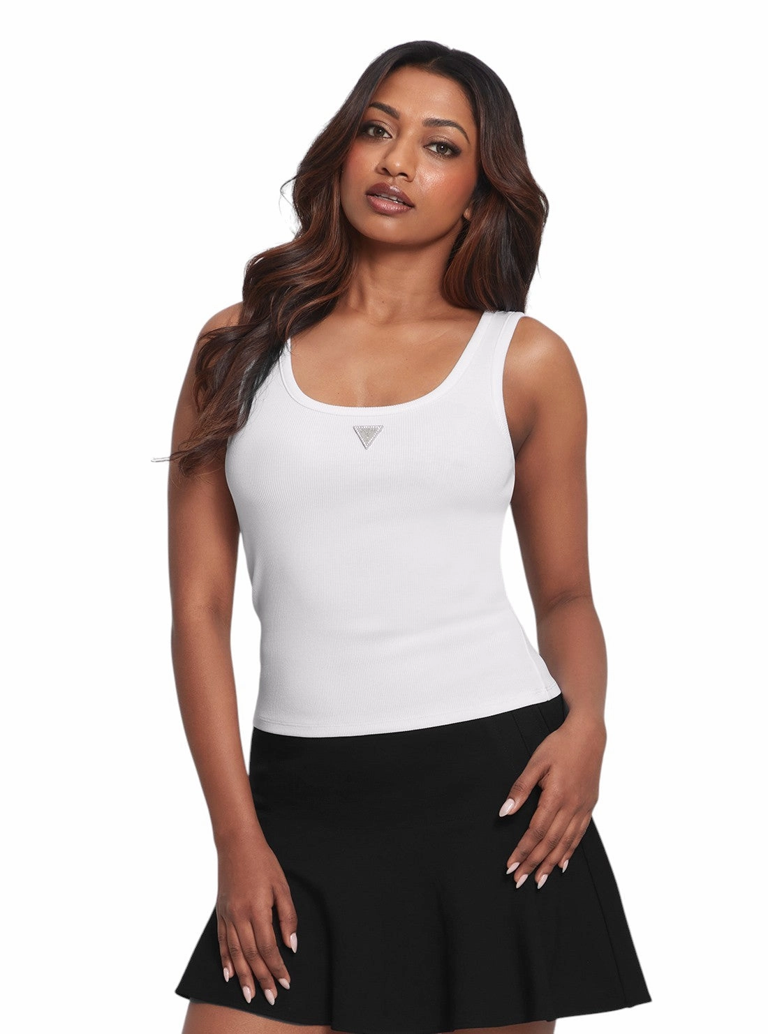 White Ribbed Knit Tank Top Antibacterial Fabric Antibacterial