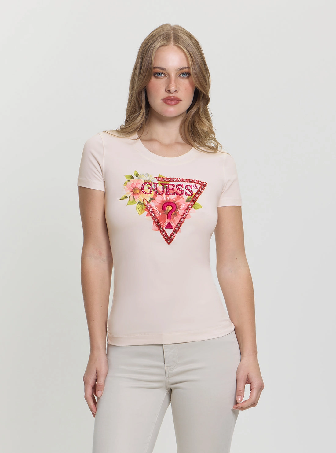 White Triangle Logo Beads T-Shirt Formal Shirt